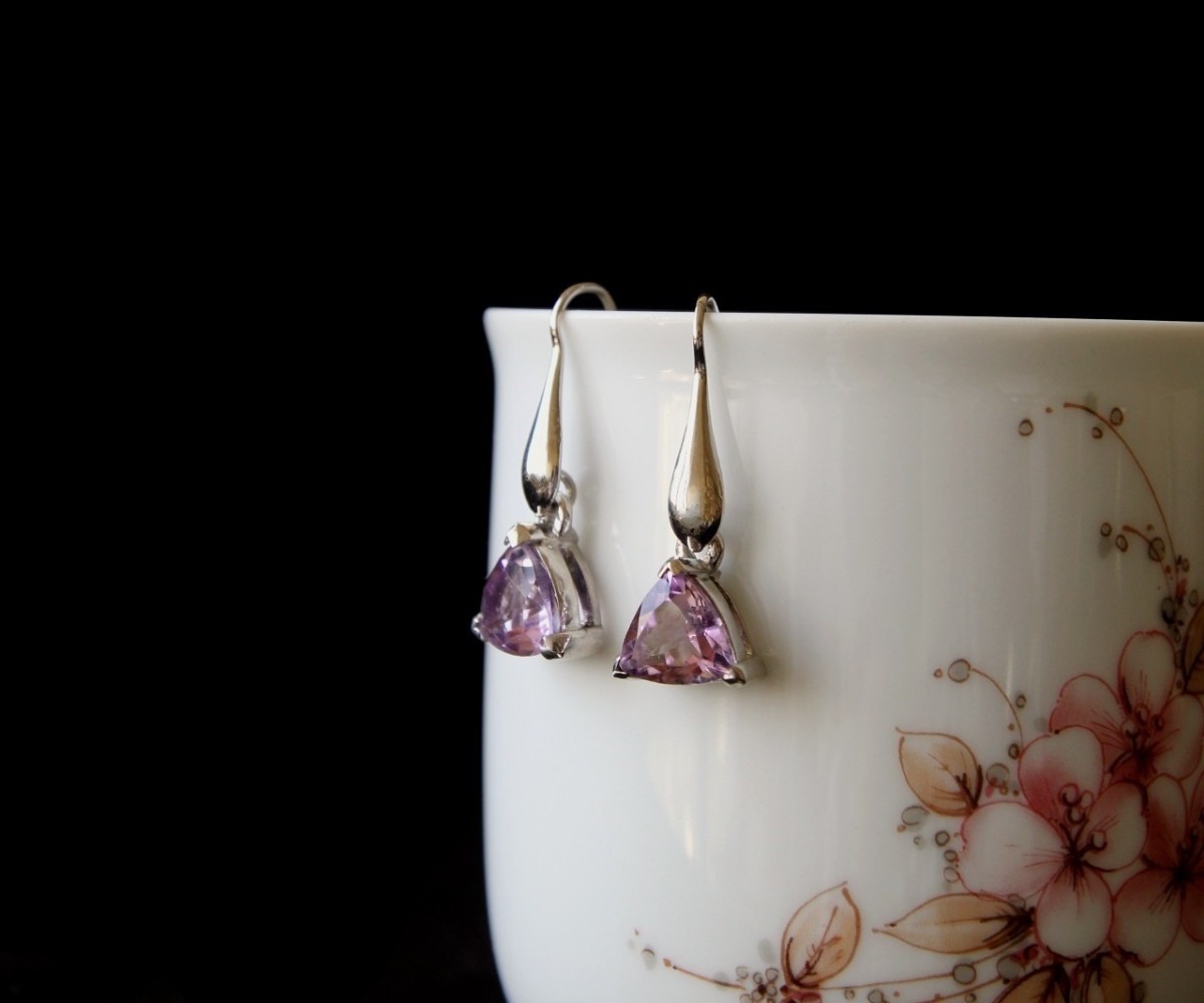 Silver Earrings with Amethyst Stone