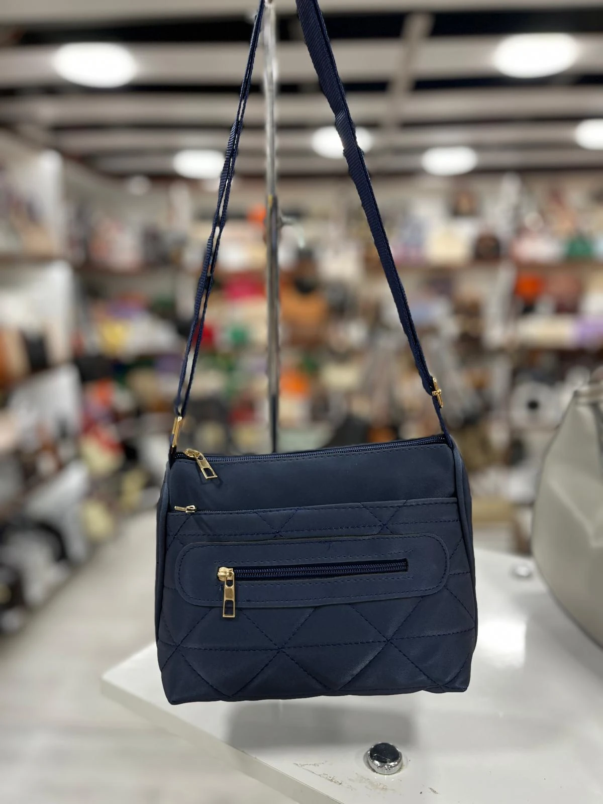 3 Bölmeli Fermuarlı Çapraz Çanta - Lacivert