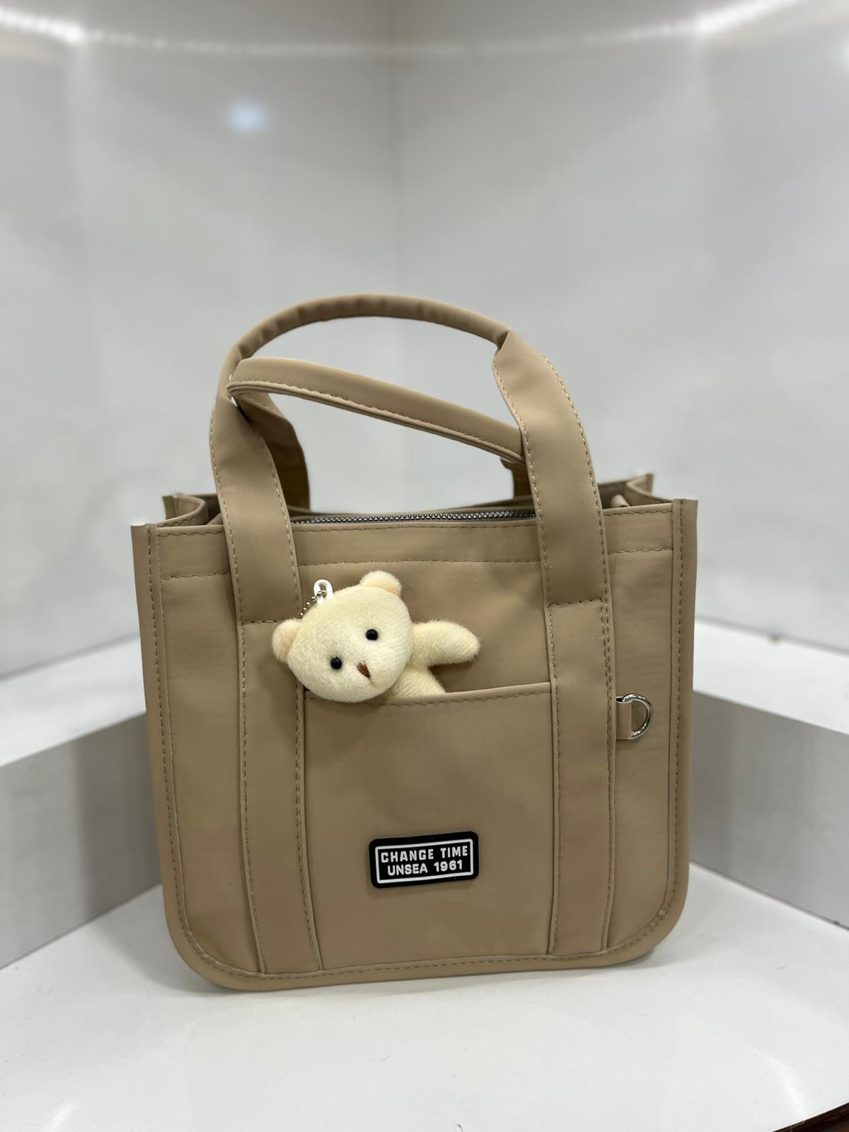 Ayıcık Hediyeli El ve Çapraz Çanta  - Vizon