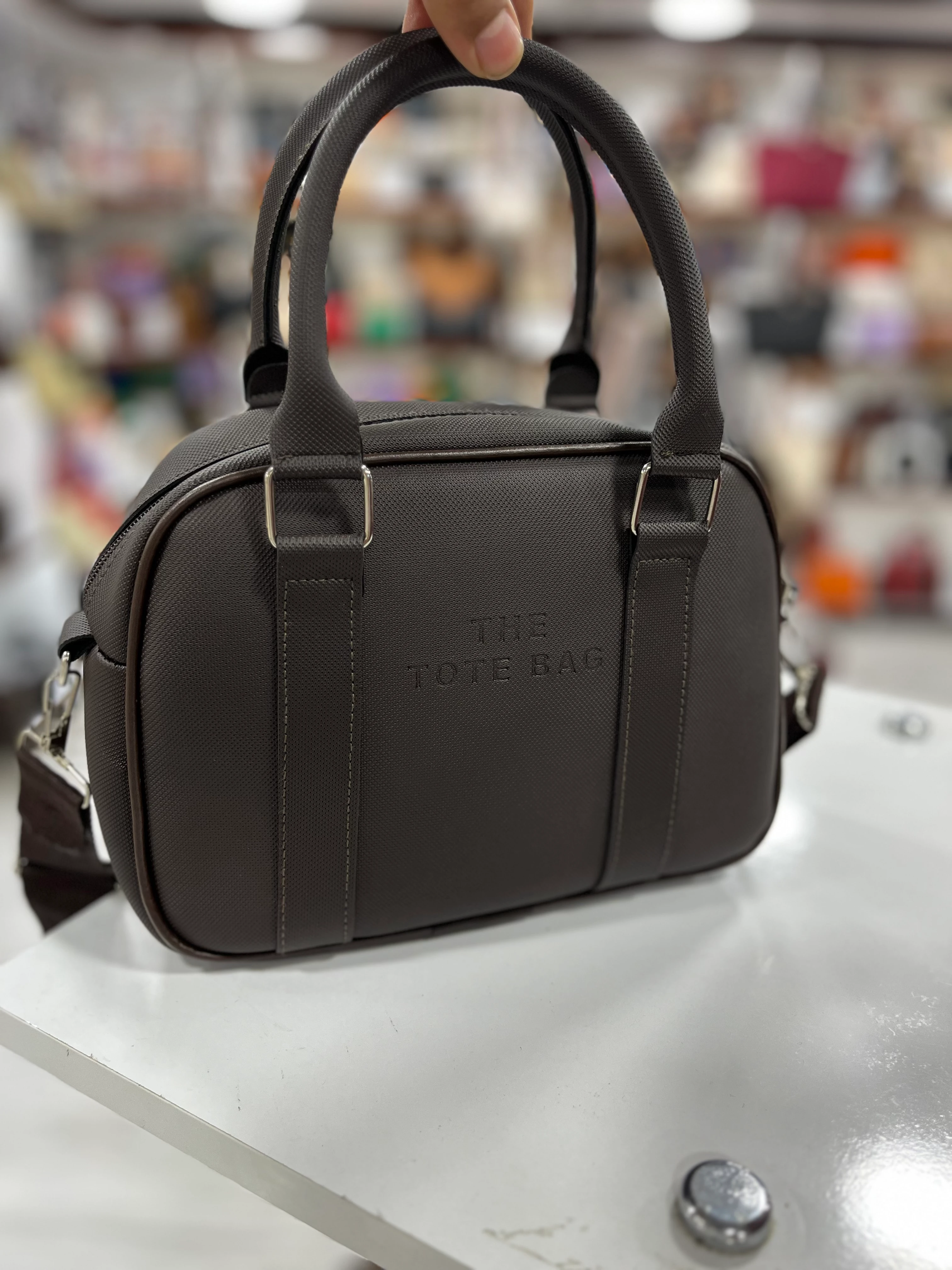 Büyük Askı Detaylı TT El ve Çapraz Çanta - Acı Kahve