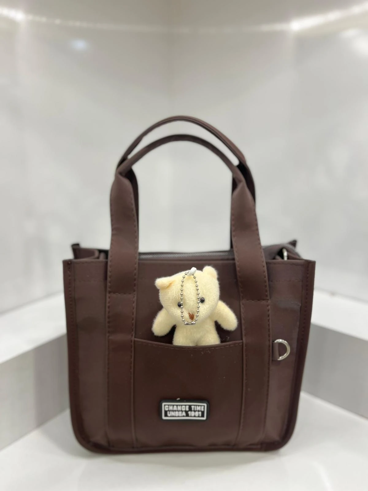 Ayıcık Hediyeli El ve Çapraz Çanta  - Acı Kahve