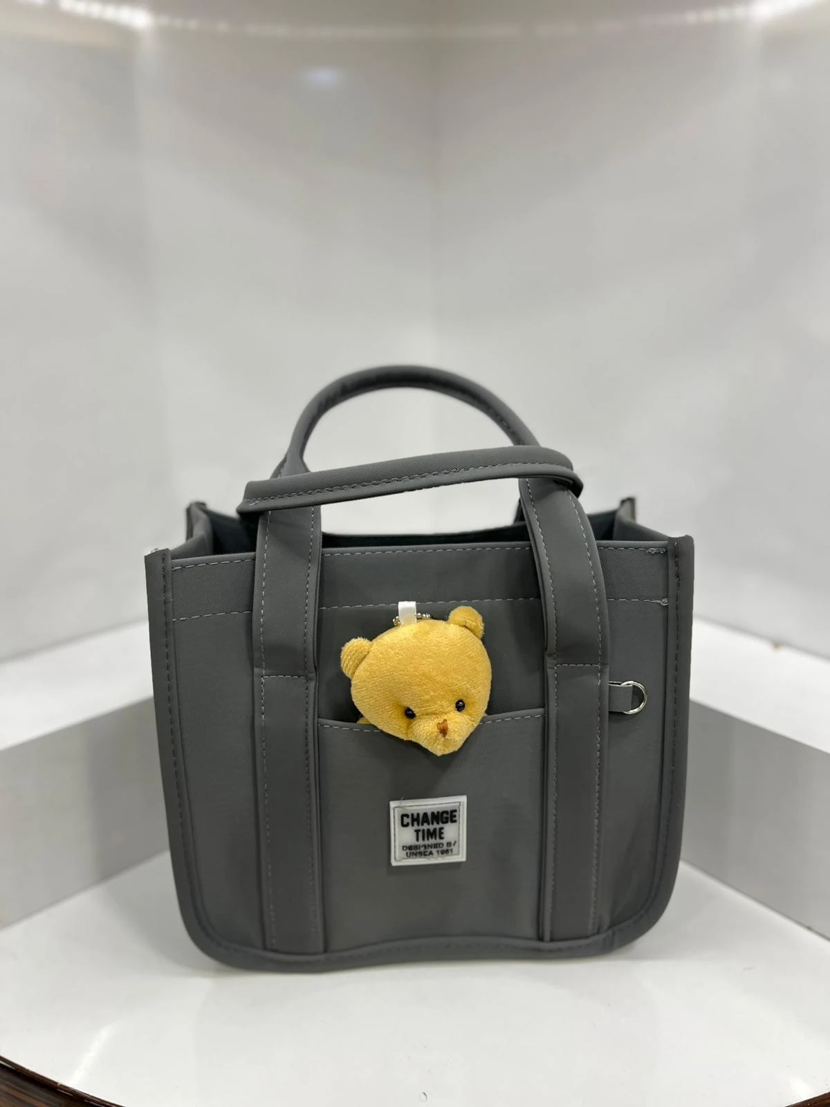 Ayıcık Hediyeli El ve Çapraz Çanta  - Gri