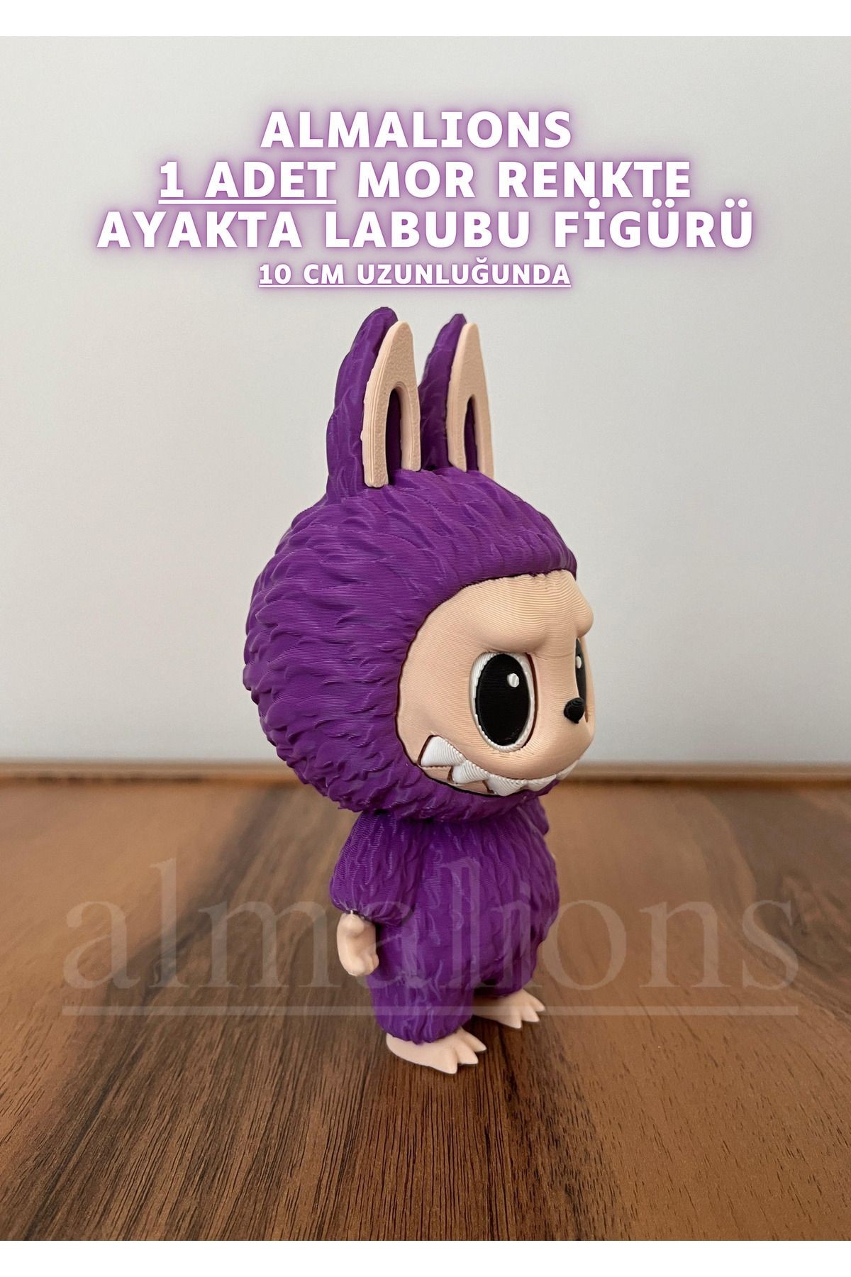 Mor Renkte Ayakta Labubu Figürü - 10 Cm - Plastik Figür - 1 Adet