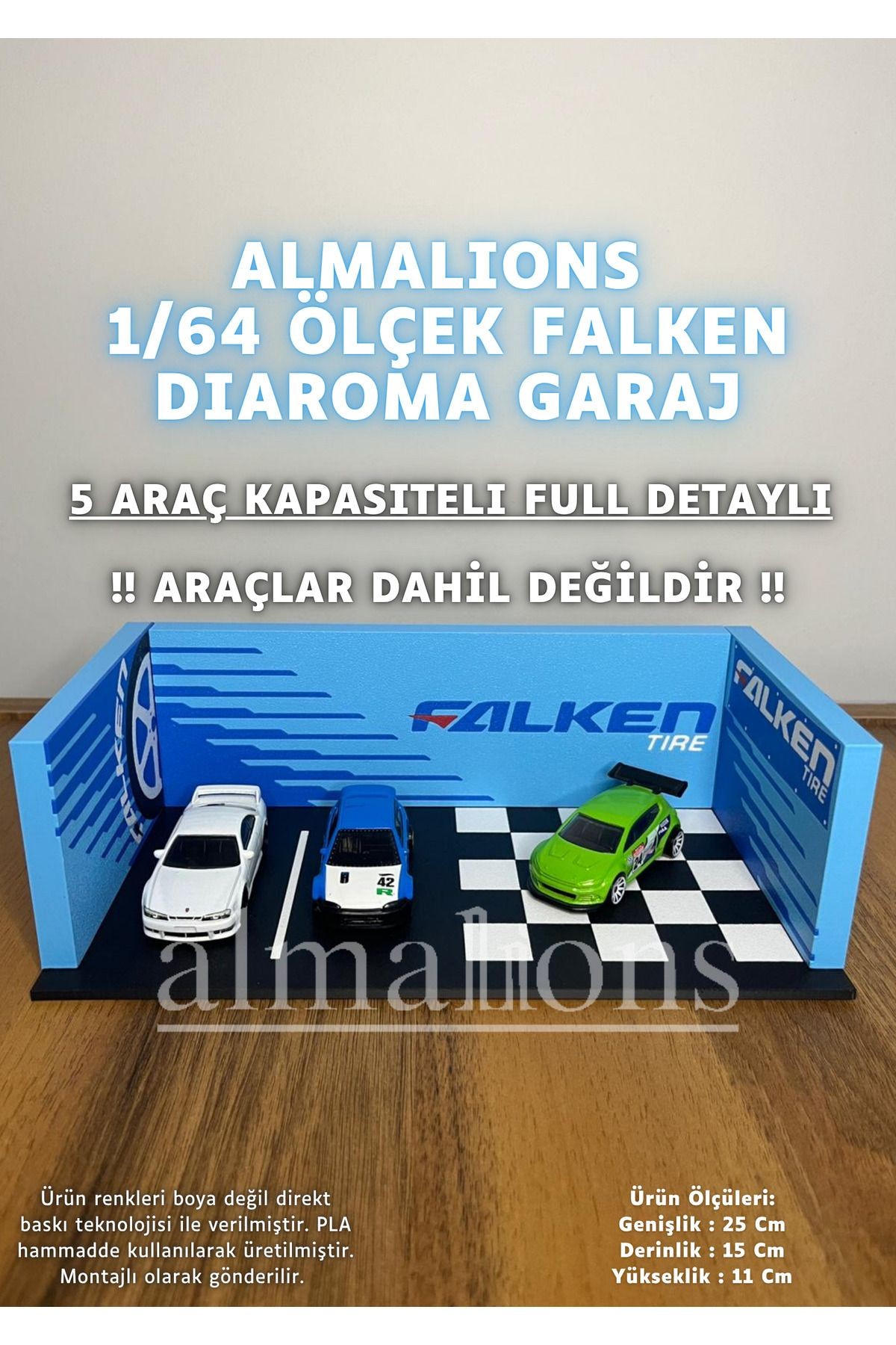 1/64 Ölçek Diaroma Araç Sergileme Garajı - Falken - 5 Araçlık