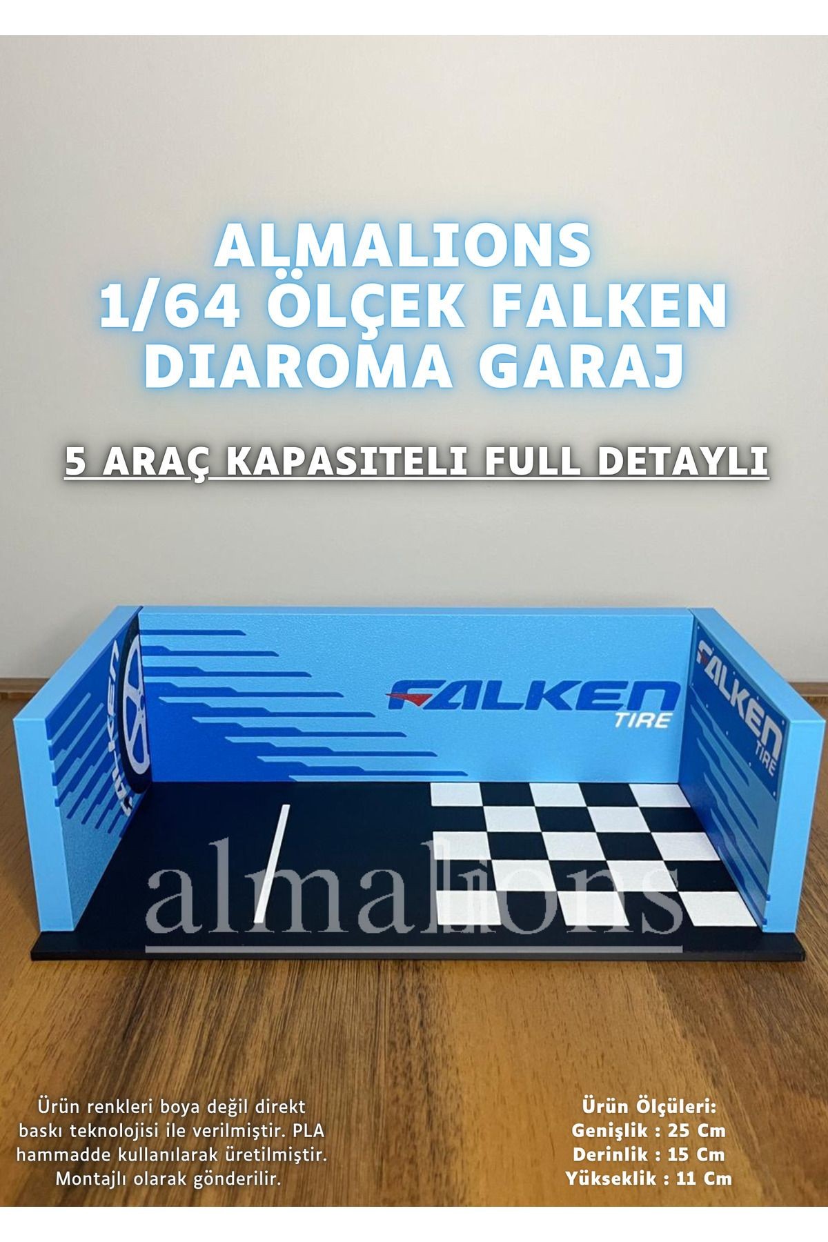 1/64 Ölçek Diaroma Araç Sergileme Garajı - Falken - 5 Araçlık