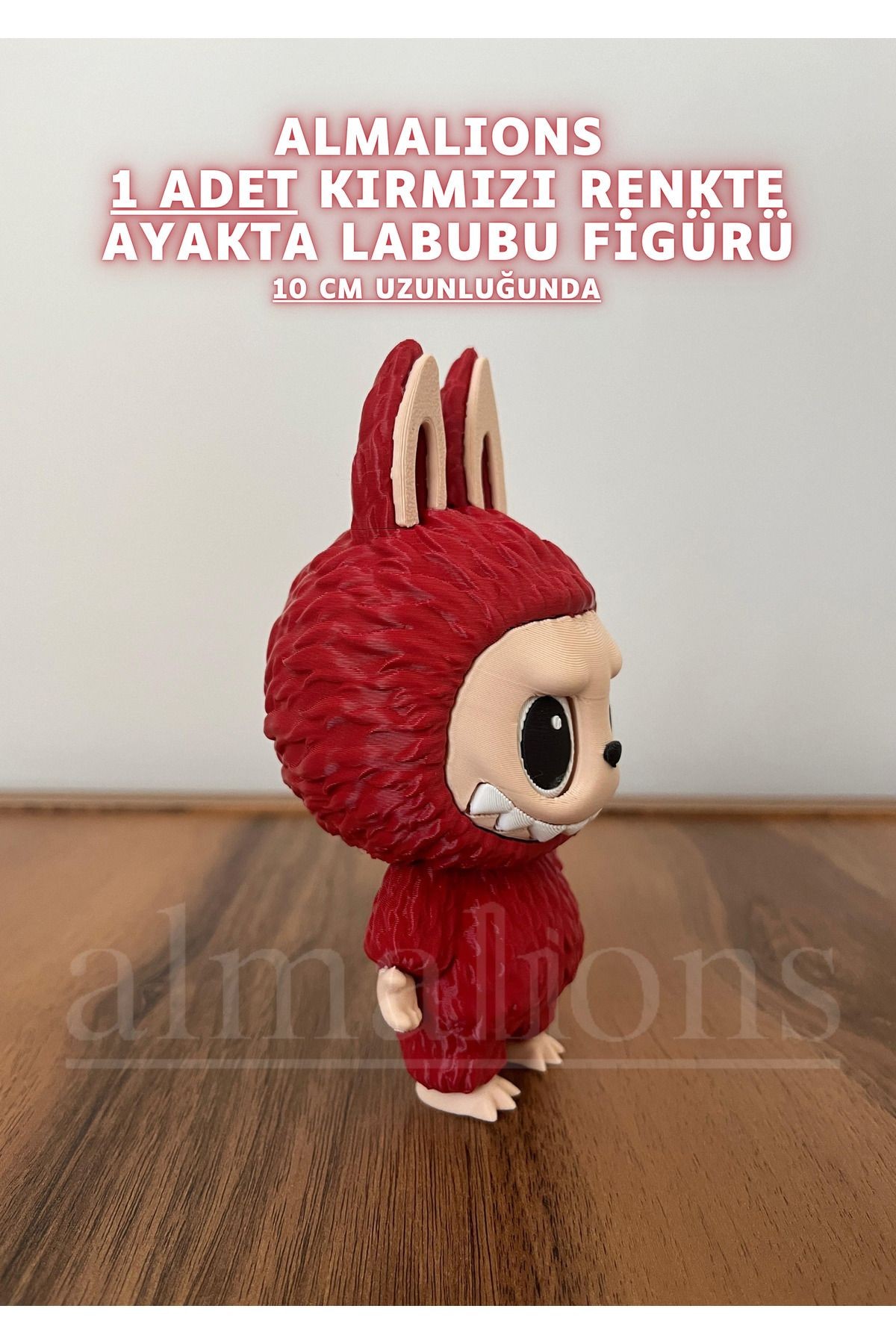 Kırmızı Renkte Ayakta Labubu Figürü - 10 Cm - Plastik Figür - 1 Adet