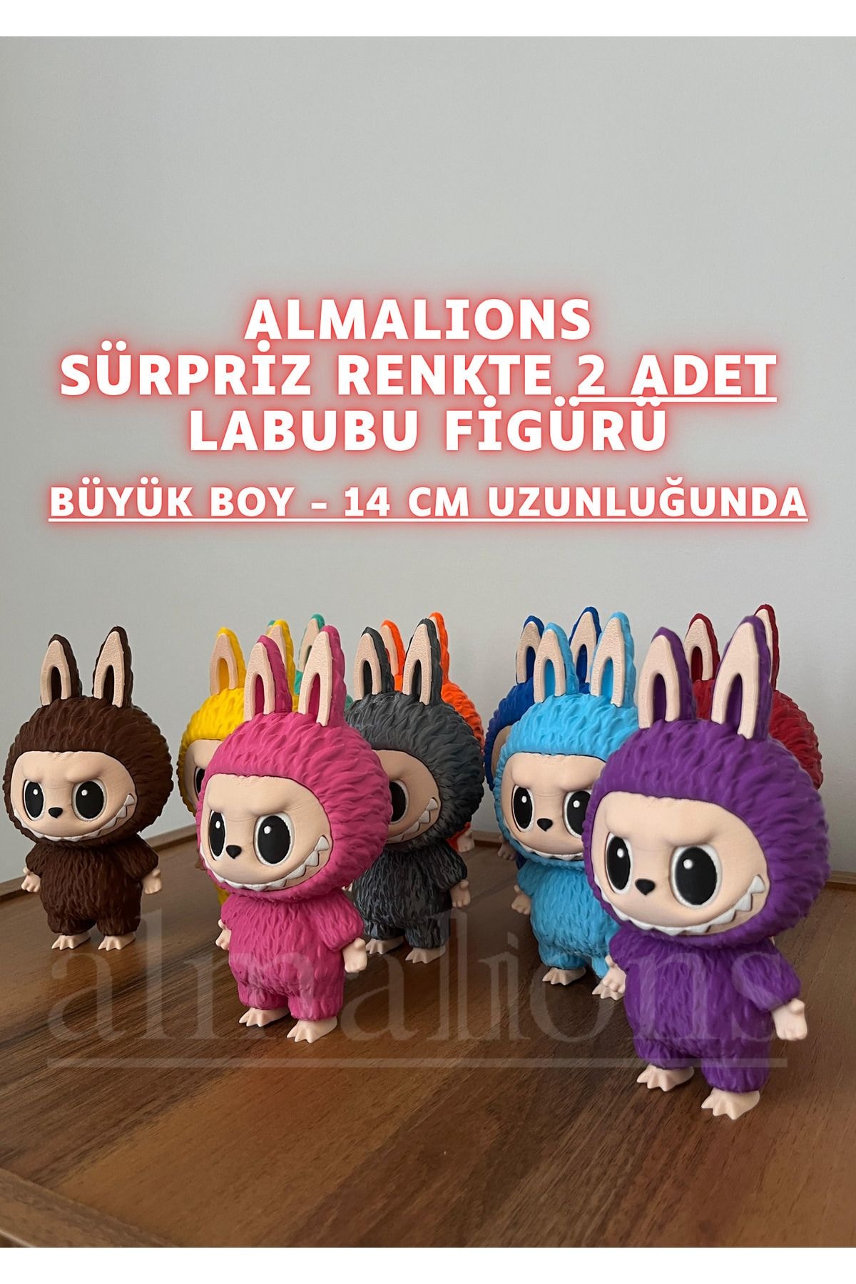14 CM Büyük Boy Sürpriz Renk Labubu Figürü - Plastik Figür - 2 Adet