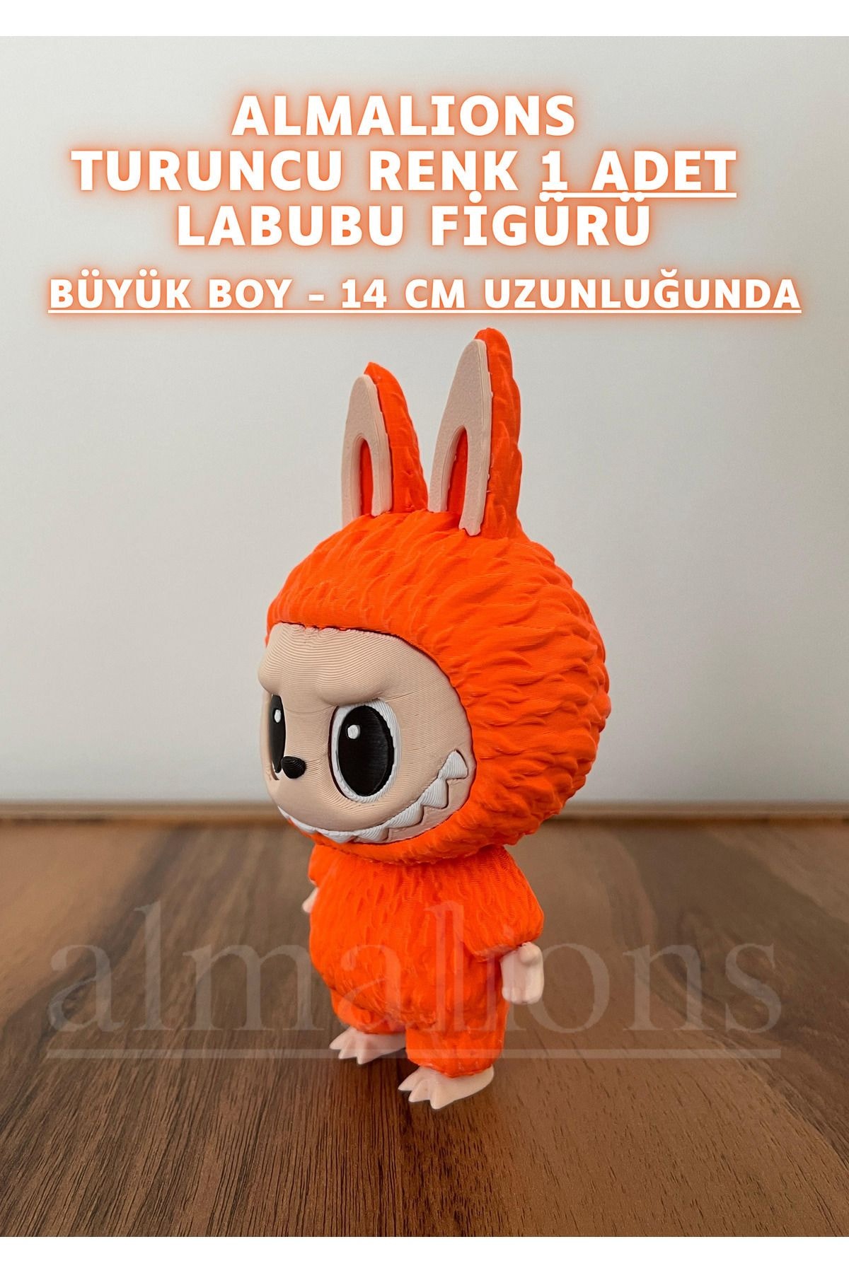 14 CM Büyük Boy Turuncu Renk Labubu Figürü - Plastik Figür - 1 Adet