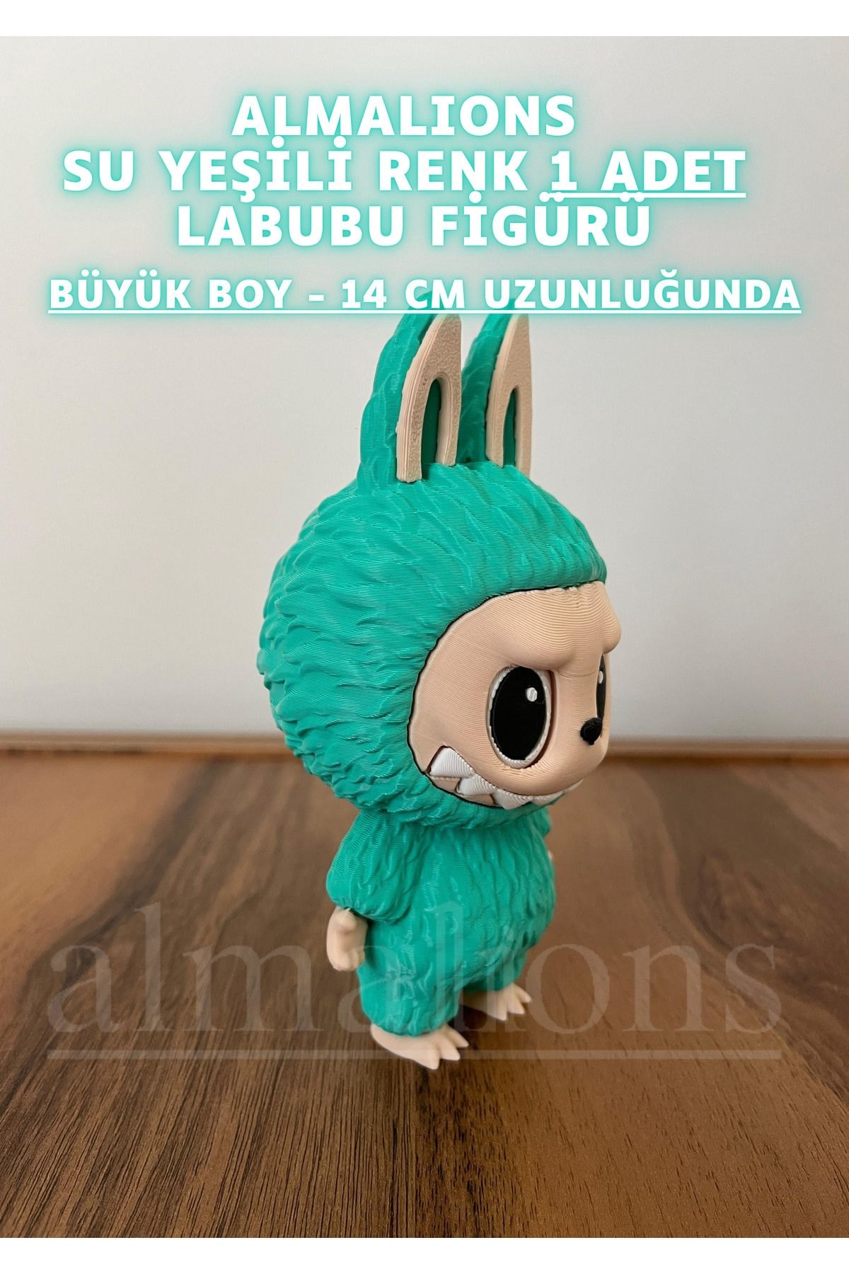 14 CM Büyük Boy Su Yeşili Renk Labubu Figürü - Plastik Figür - 1 Adet