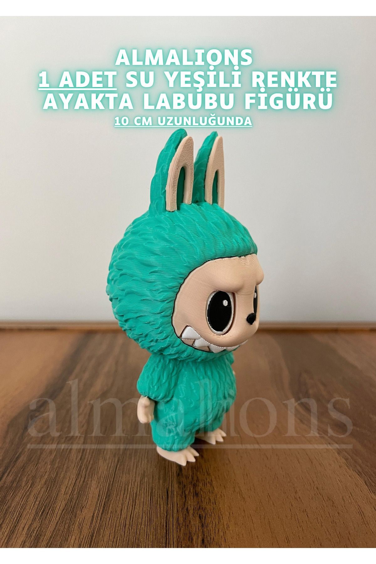 Su Yeşil Renkte Ayakta Labubu Figürü - 10 Cm - Plastik Figür - 1 Adet