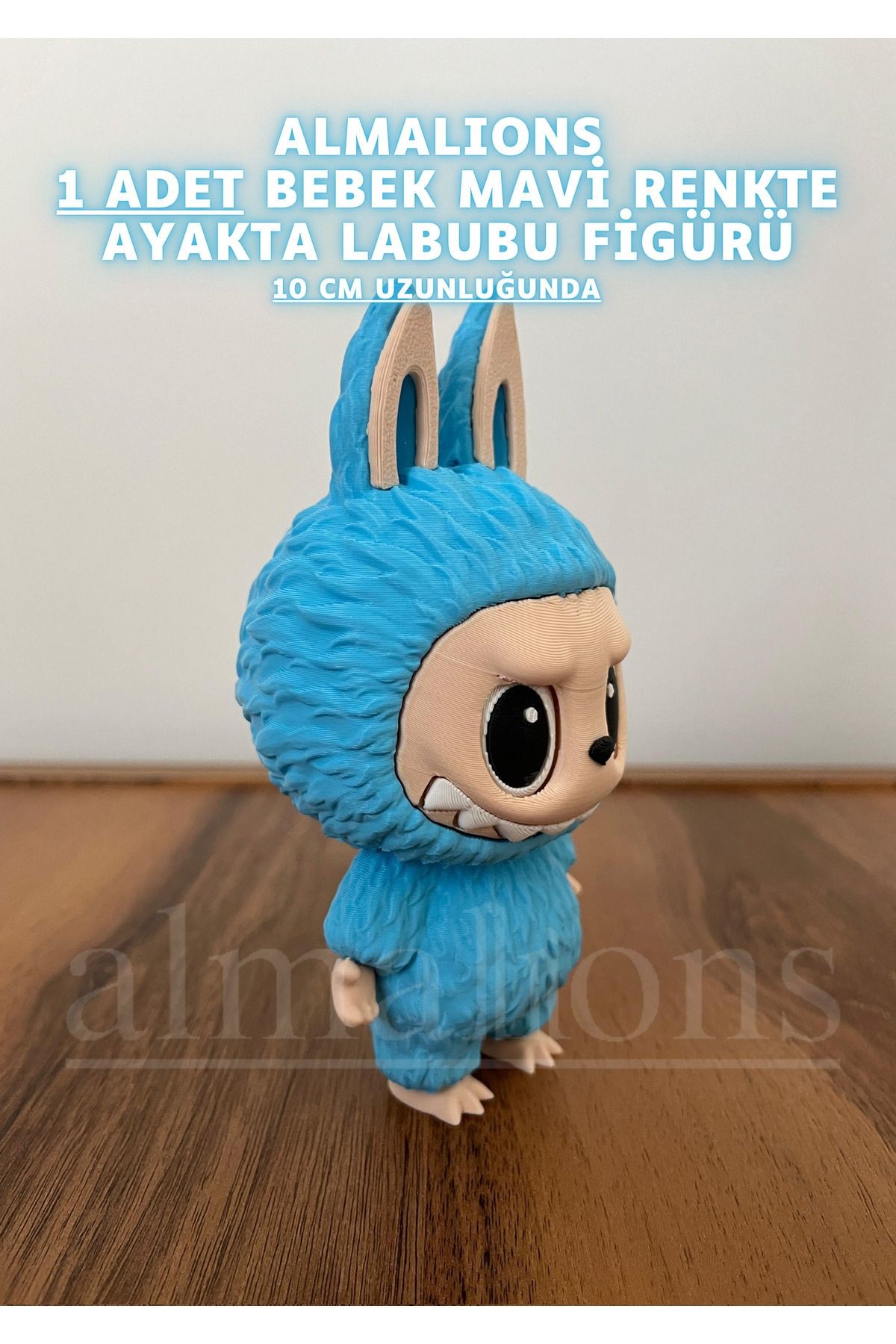 Bebek Mavi Renkte Ayakta Labubu Figürü - 10 Cm - Plastik Figür - 1 Adet