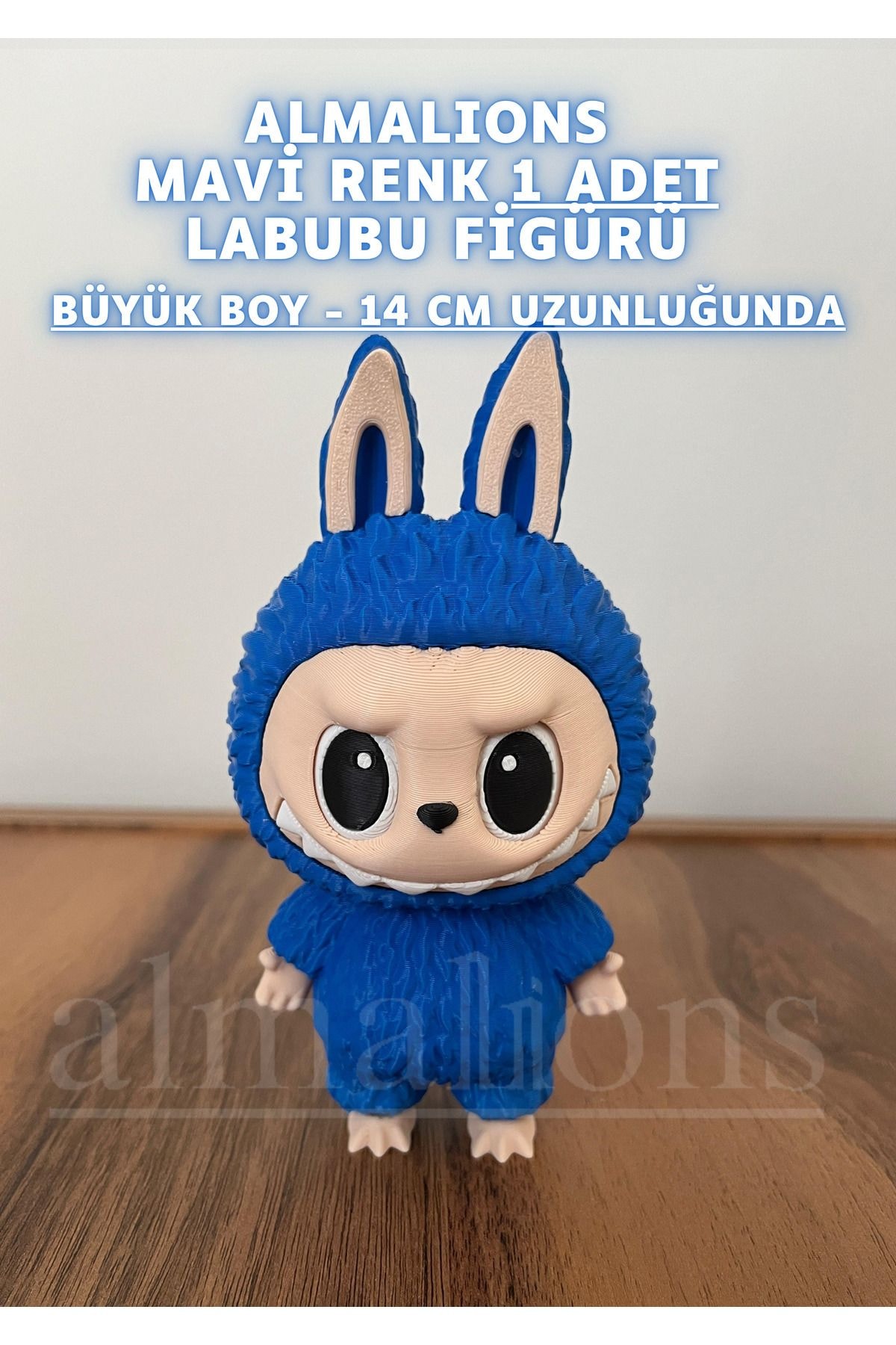 14 CM Büyük Boy Mavi Renk Labubu Figürü - Plastik Figür - 1 Adet