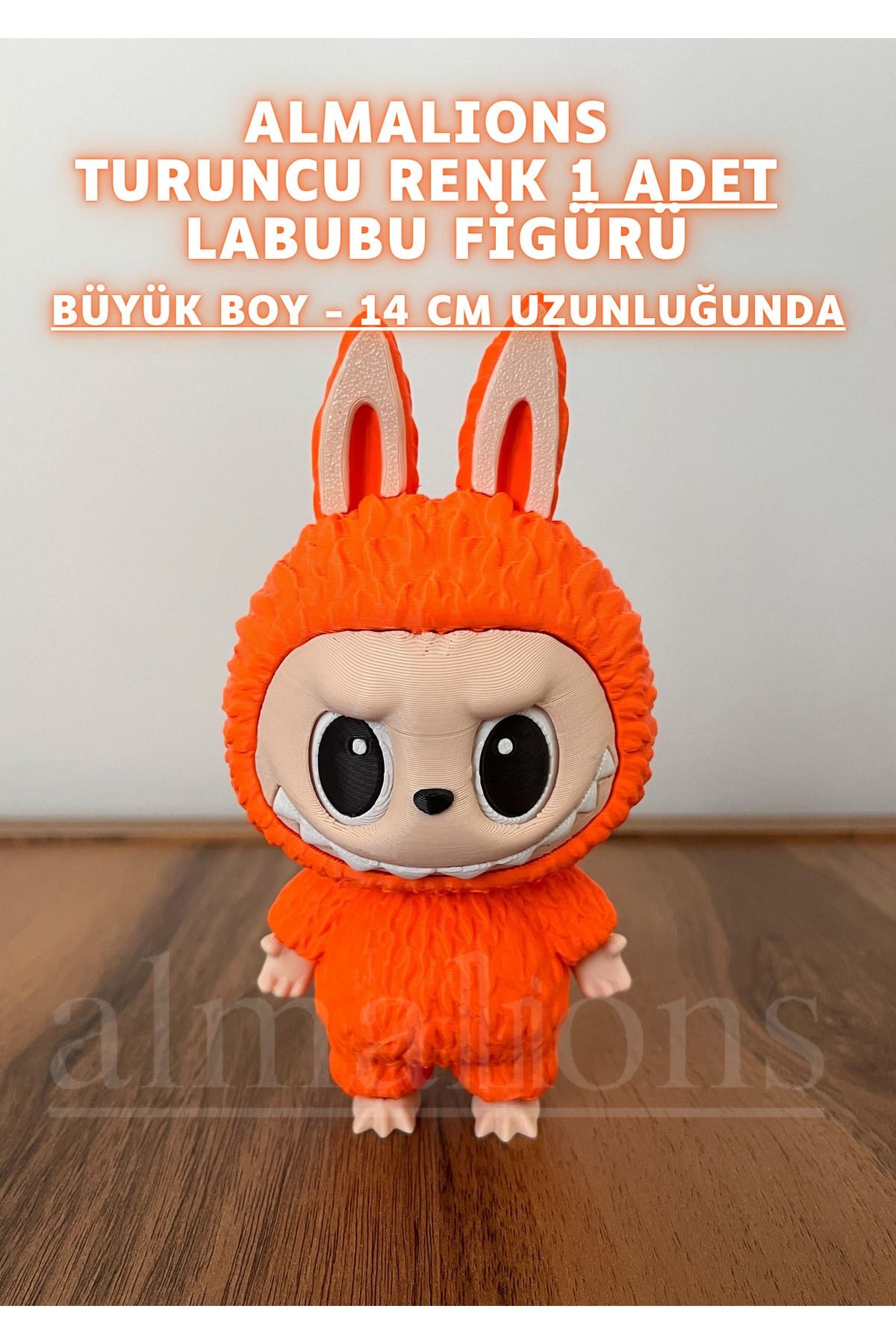 14 CM Büyük Boy Turuncu Renk Labubu Figürü - Plastik Figür - 1 Adet