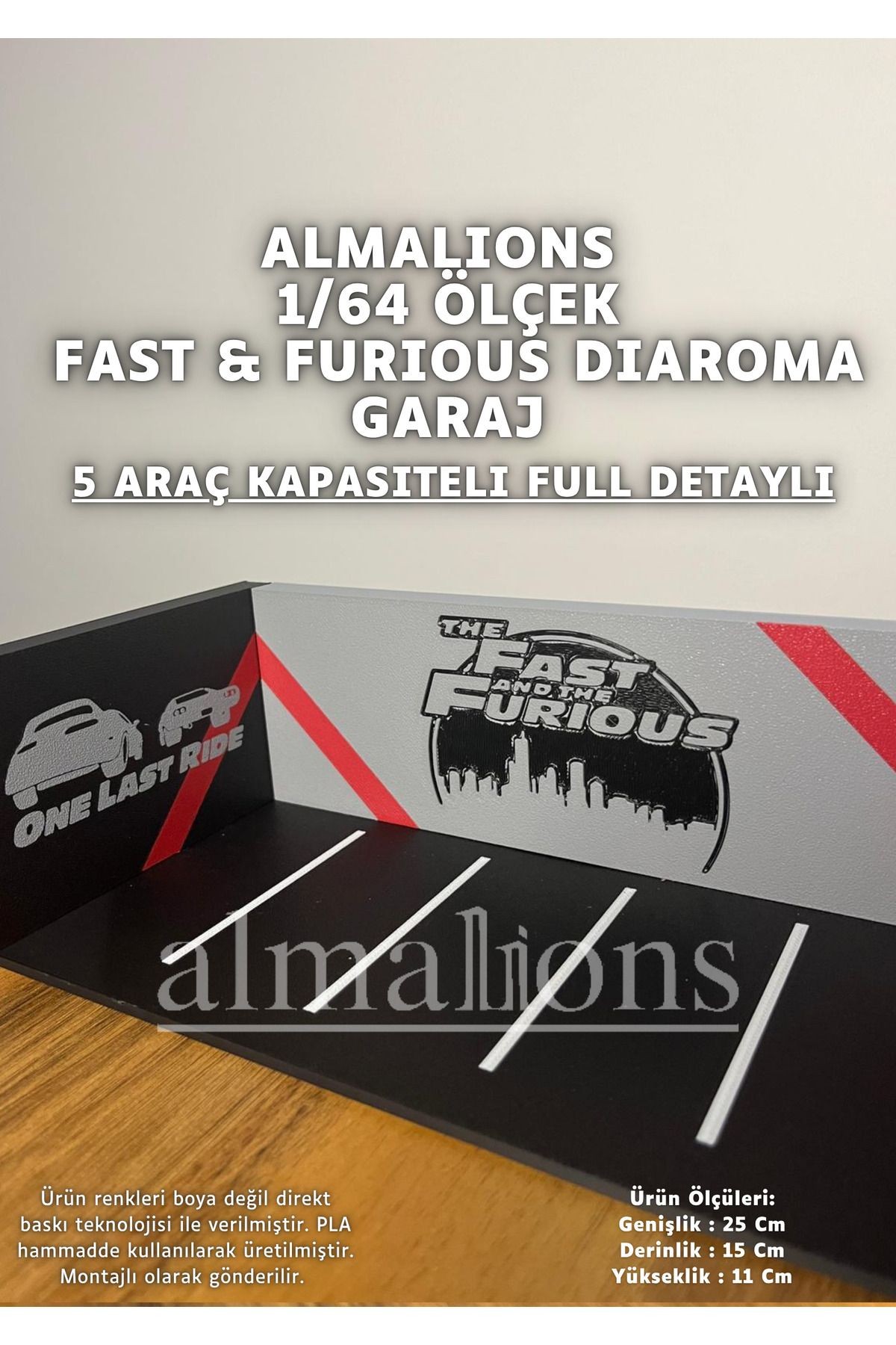 1/64 Ölçek Diaroma Araç Sergileme Garajı - Fast & Furious - 5 Araçlık