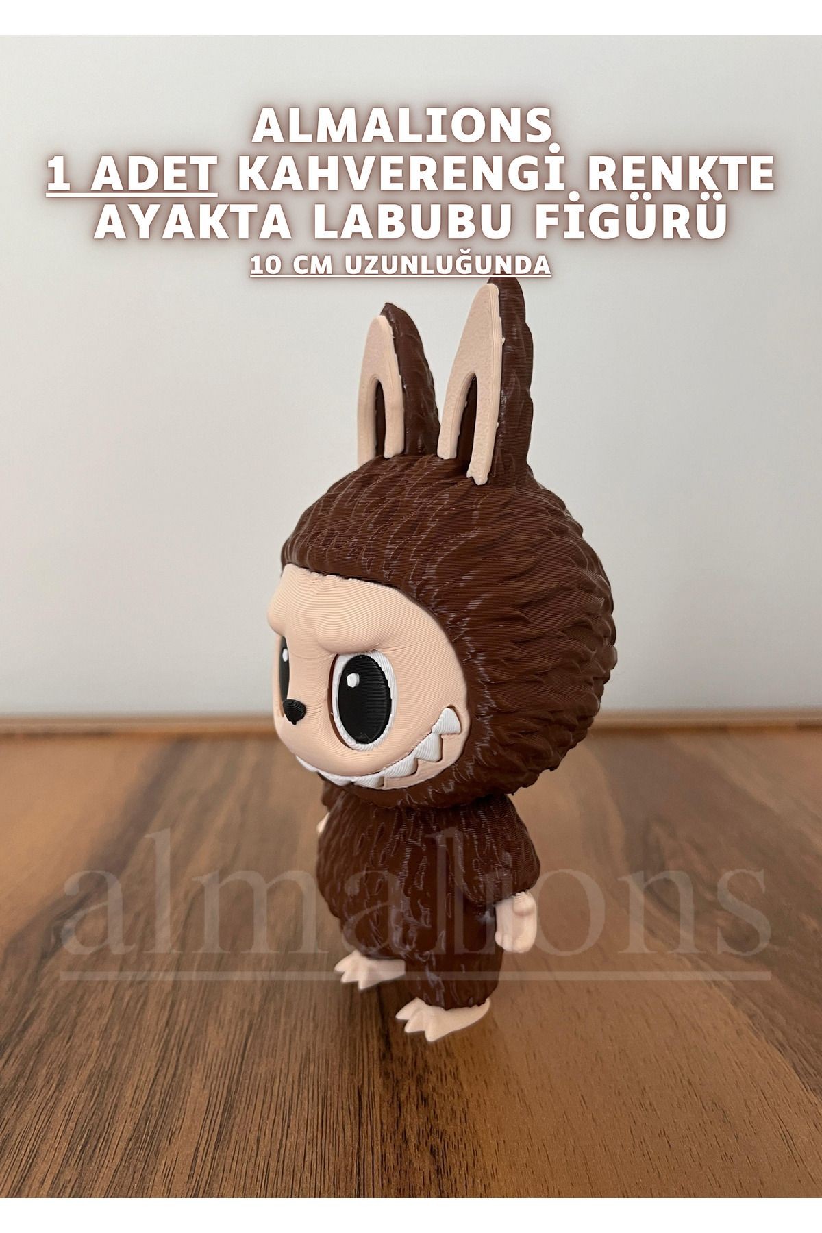 Kahverengi Renkte Ayakta Labubu Figürü - 10 Cm - Plastik Figür - 1 Adet
