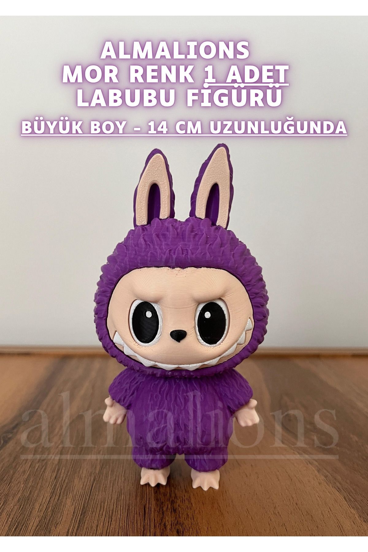 14 CM Büyük Boy Mor Renk Labubu Figürü - Plastik Figür - 1 Adet