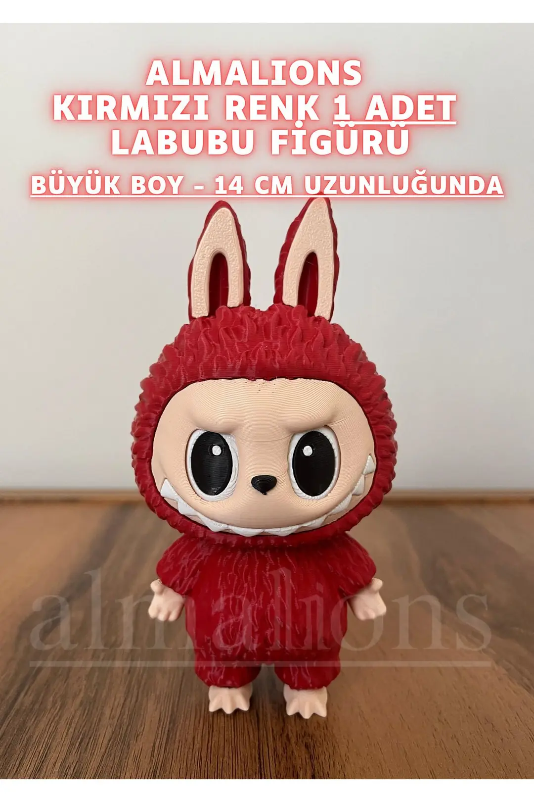 14 CM Büyük Boy Kırmızı Renk Labubu Figürü - Plastik Figür - 1 Adet