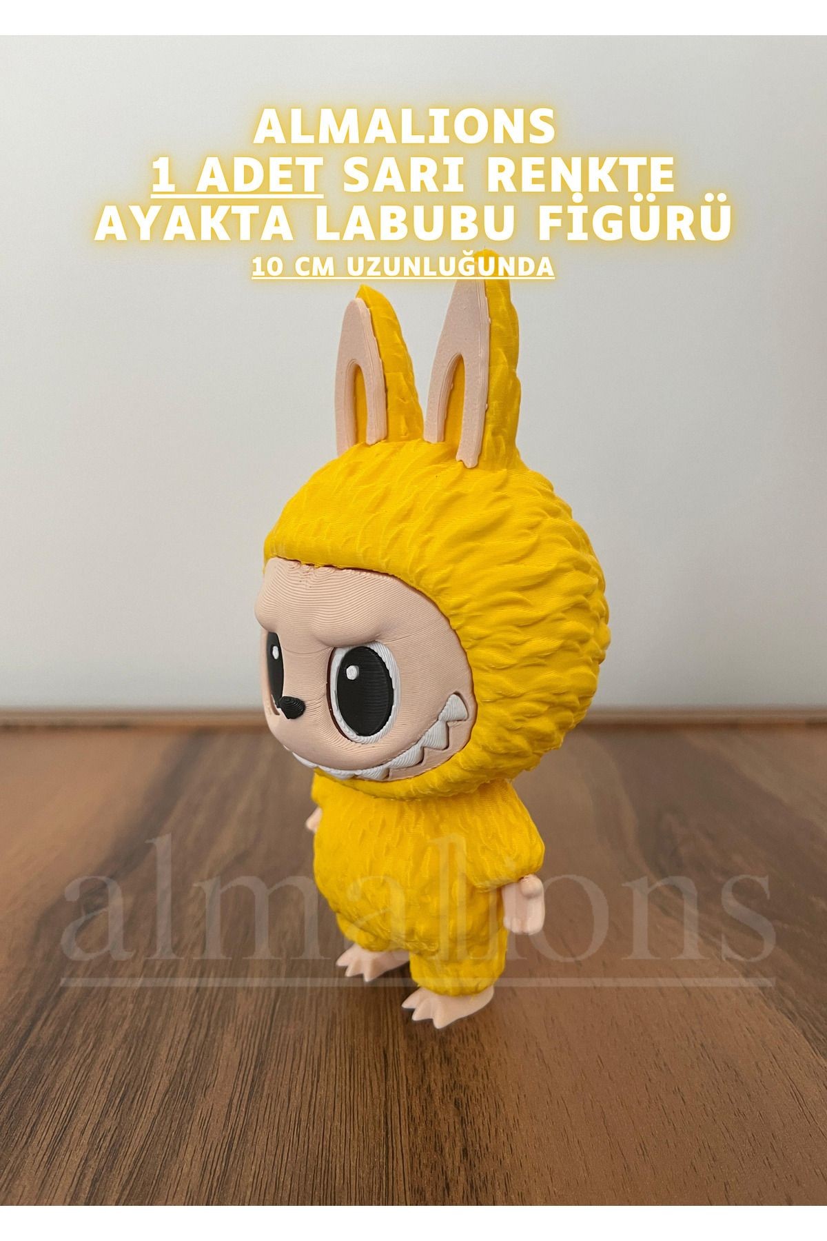 Sarı Renkte Ayakta Labubu Figürü - 10 Cm - Plastik Figür - 1 Adet
