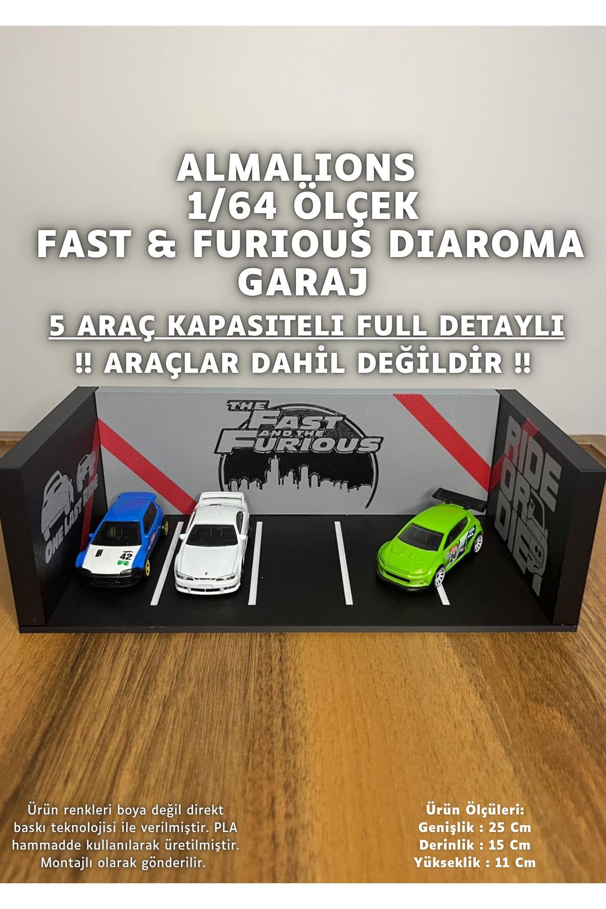 1/64 Ölçek Diaroma Araç Sergileme Garajı - Fast & Furious - 5 Araçlık