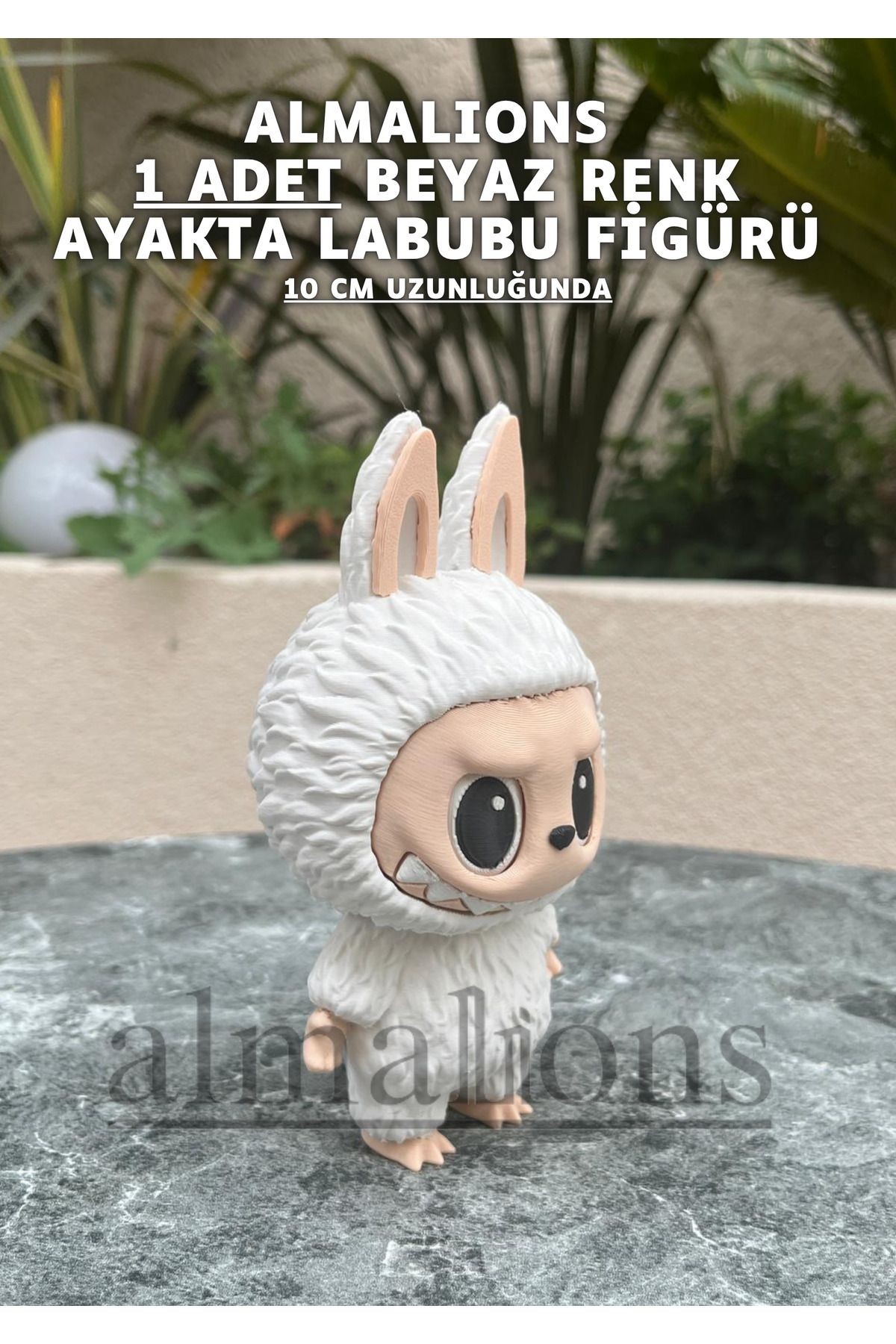 Beyaz Renkte Ayakta Labubu Figürü - 10 Cm - Plastik Figür - 1 Adet