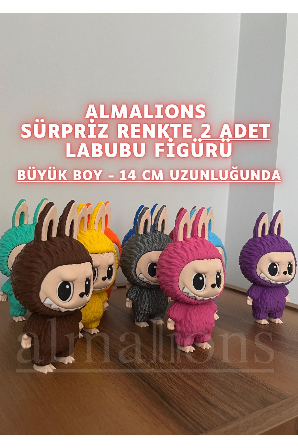 14 CM Büyük Boy Sürpriz Renk Labubu Figürü - Plastik Figür - 2 Adet