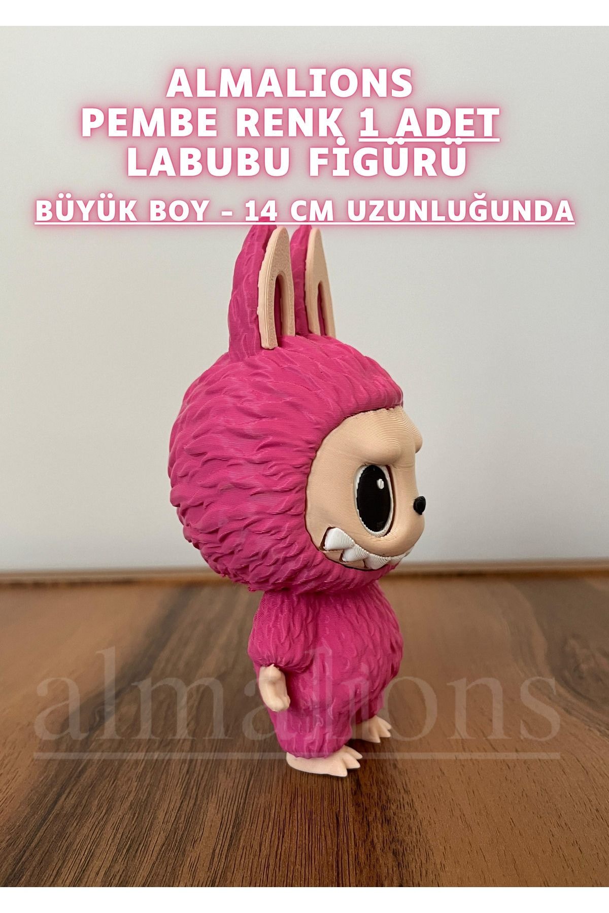 14 CM Büyük Boy Pembe Renk Labubu Figürü - Plastik Figür - 1 Adet