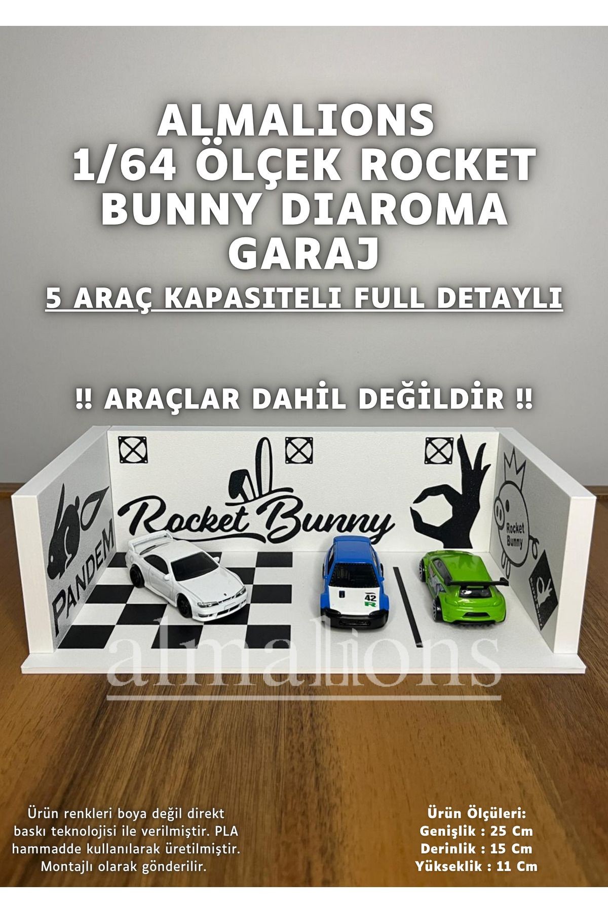 1/64 Ölçek Diaroma Araç Sergileme Garajı - Rocket Bunny - 5 Araçlık