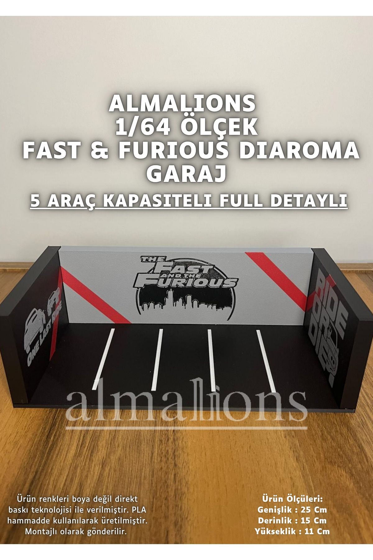 1/64 Ölçek Diaroma Araç Sergileme Garajı - Fast & Furious - 5 Araçlık