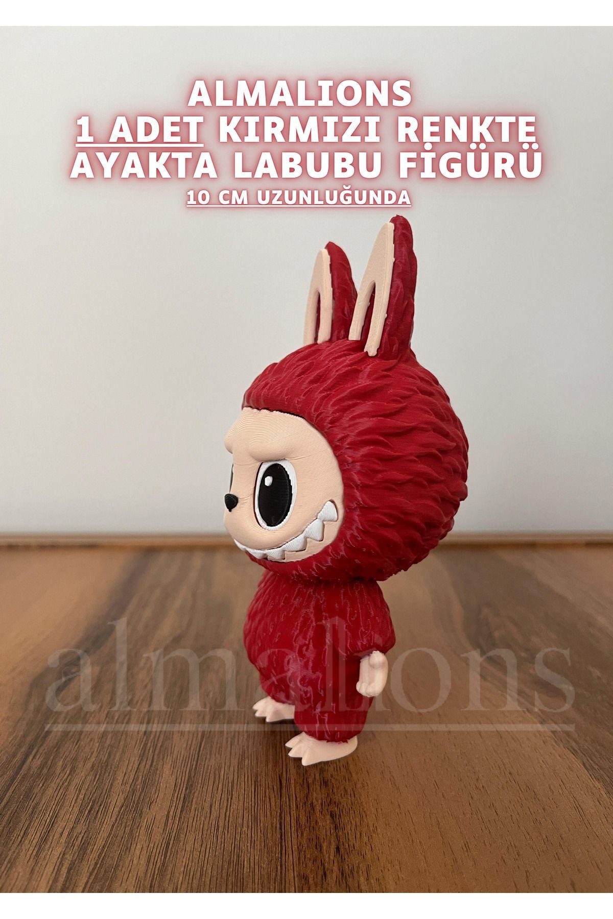 Kırmızı Renkte Ayakta Labubu Figürü - 10 Cm - Plastik Figür - 1 Adet