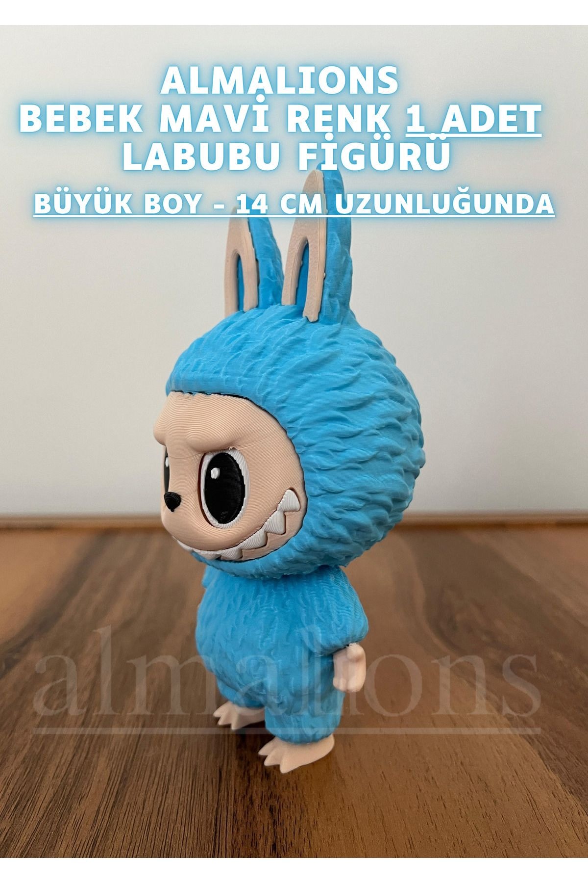14 CM Büyük Boy Bebek Mavi Renk Labubu Figürü - Plastik Figür - 1 Adet