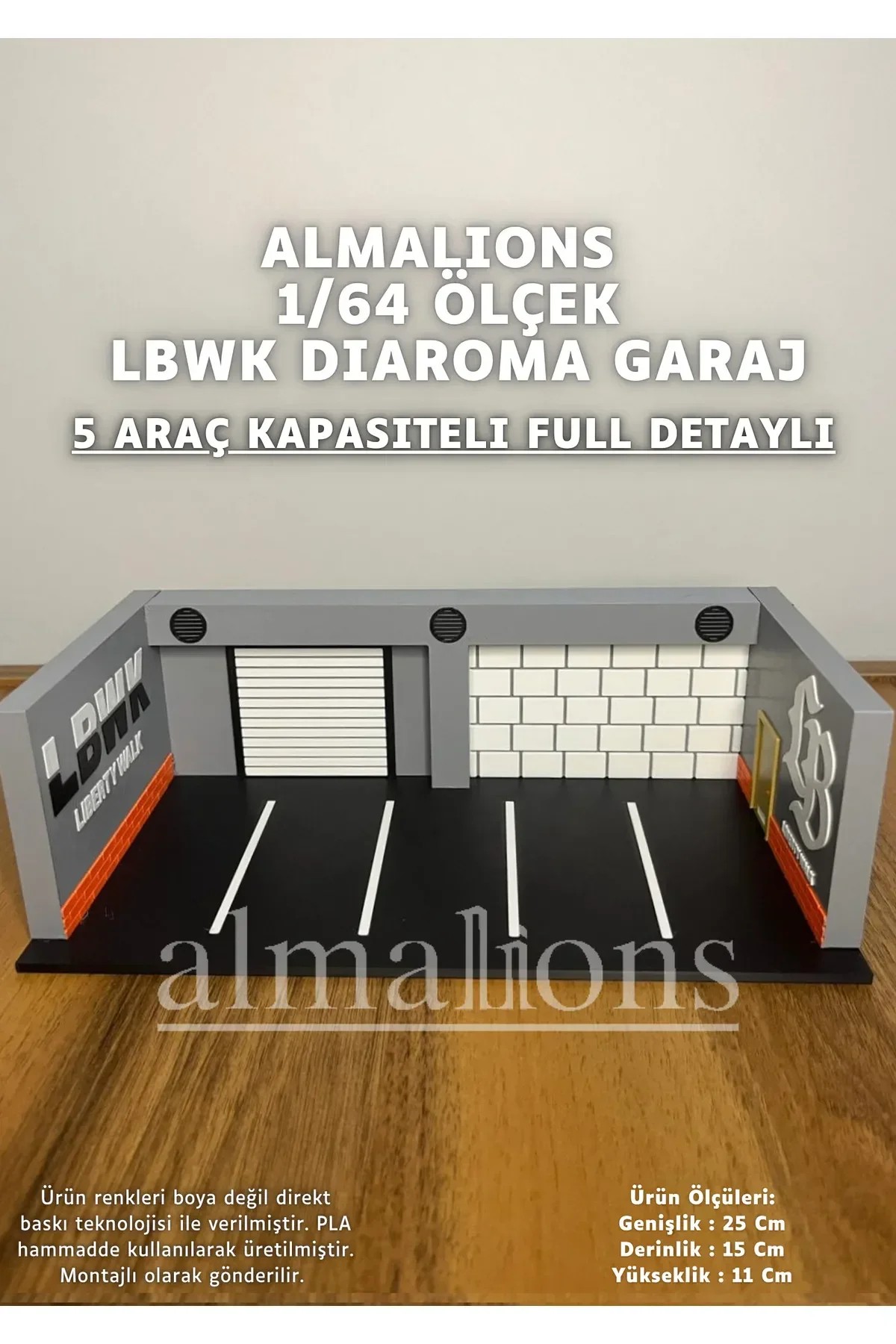 1/64 Ölçek Diaroma Araç Sergileme Garajı - LBWK - 5 Araçlık