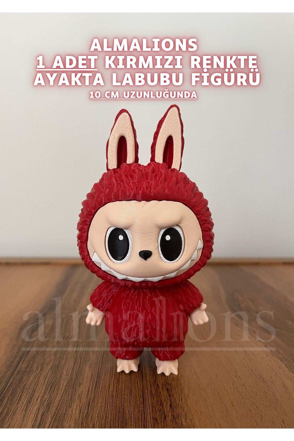 Kırmızı Renkte Ayakta Labubu Figürü - 10 Cm - Plastik Figür - 1 Adet