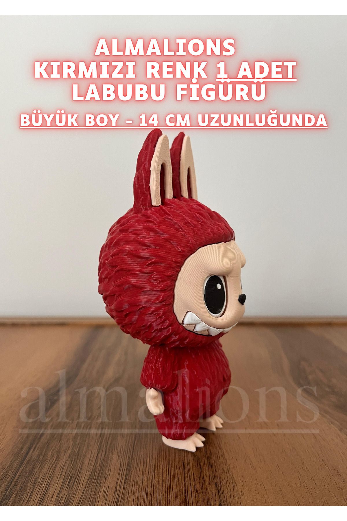 14 CM Büyük Boy Kırmızı Renk Labubu Figürü - Plastik Figür - 1 Adet