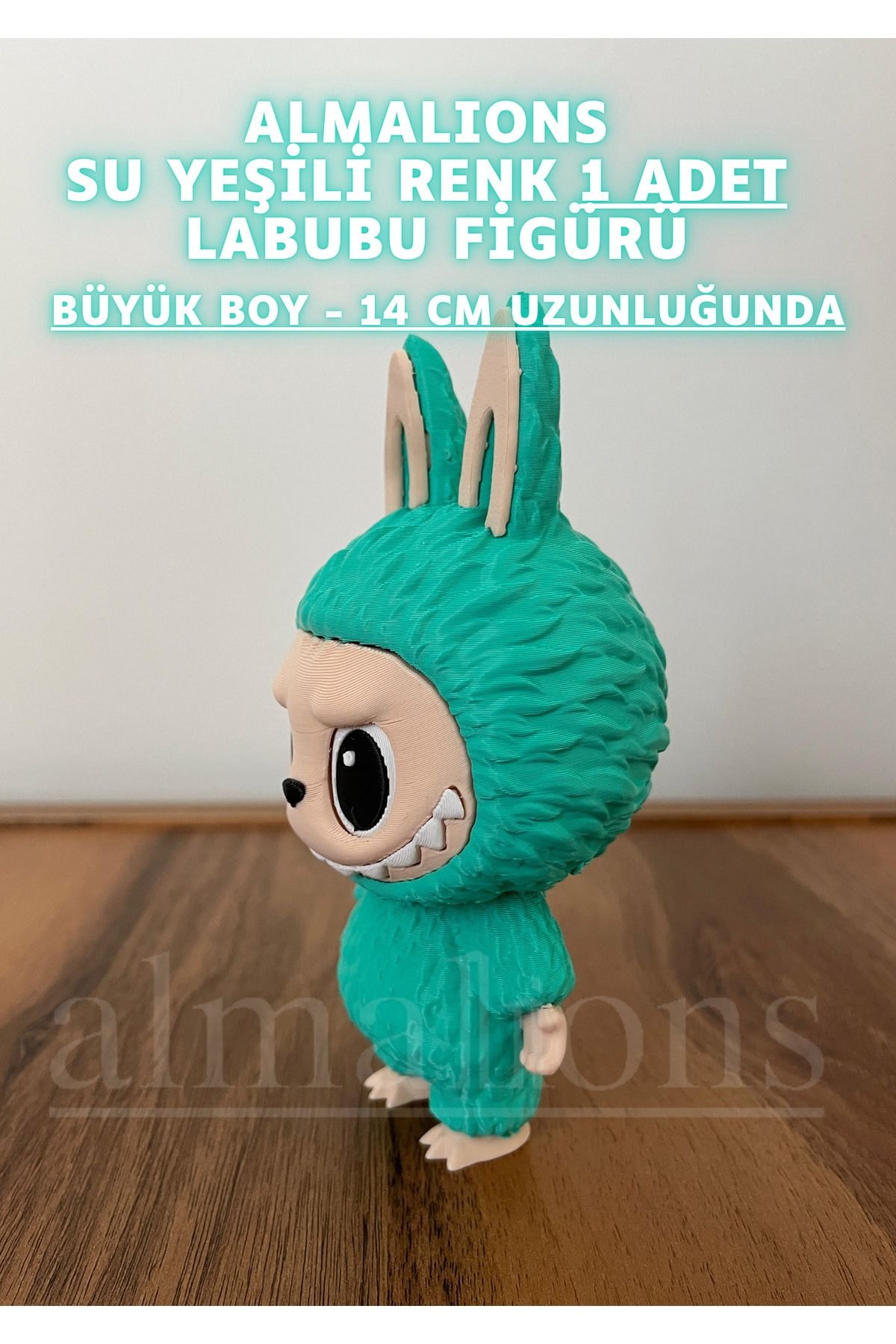 14 CM Büyük Boy Su Yeşili Renk Labubu Figürü - Plastik Figür - 1 Adet