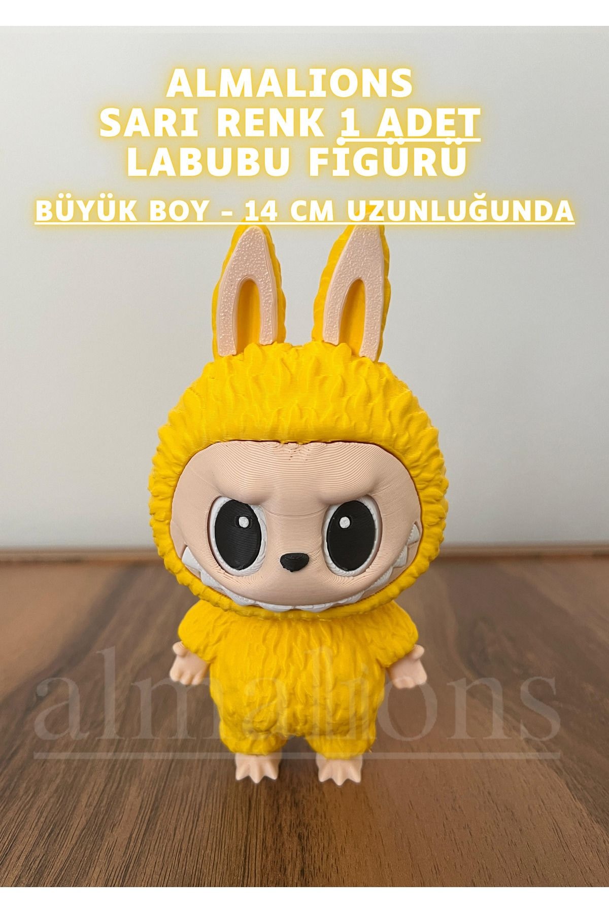 14 CM Büyük Boy Sarı Renk Labubu Figürü - Plastik Figür - 1 Adet