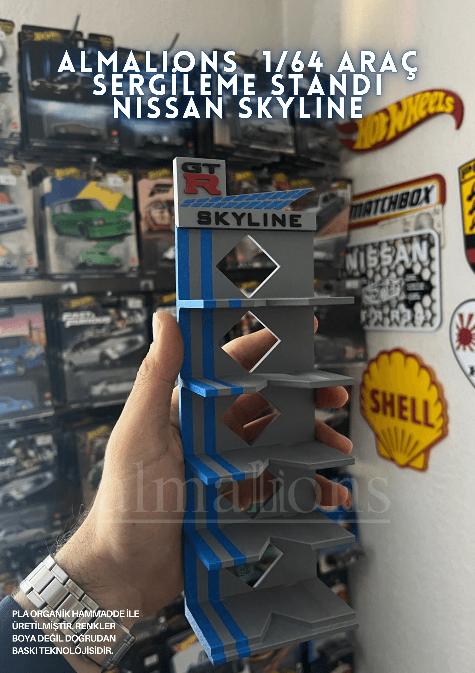 1/64 ÖLÇEK ARAÇ SERGİLEME STANDI (5 ARAÇLIK) - NİSSAN SKYLİNE 