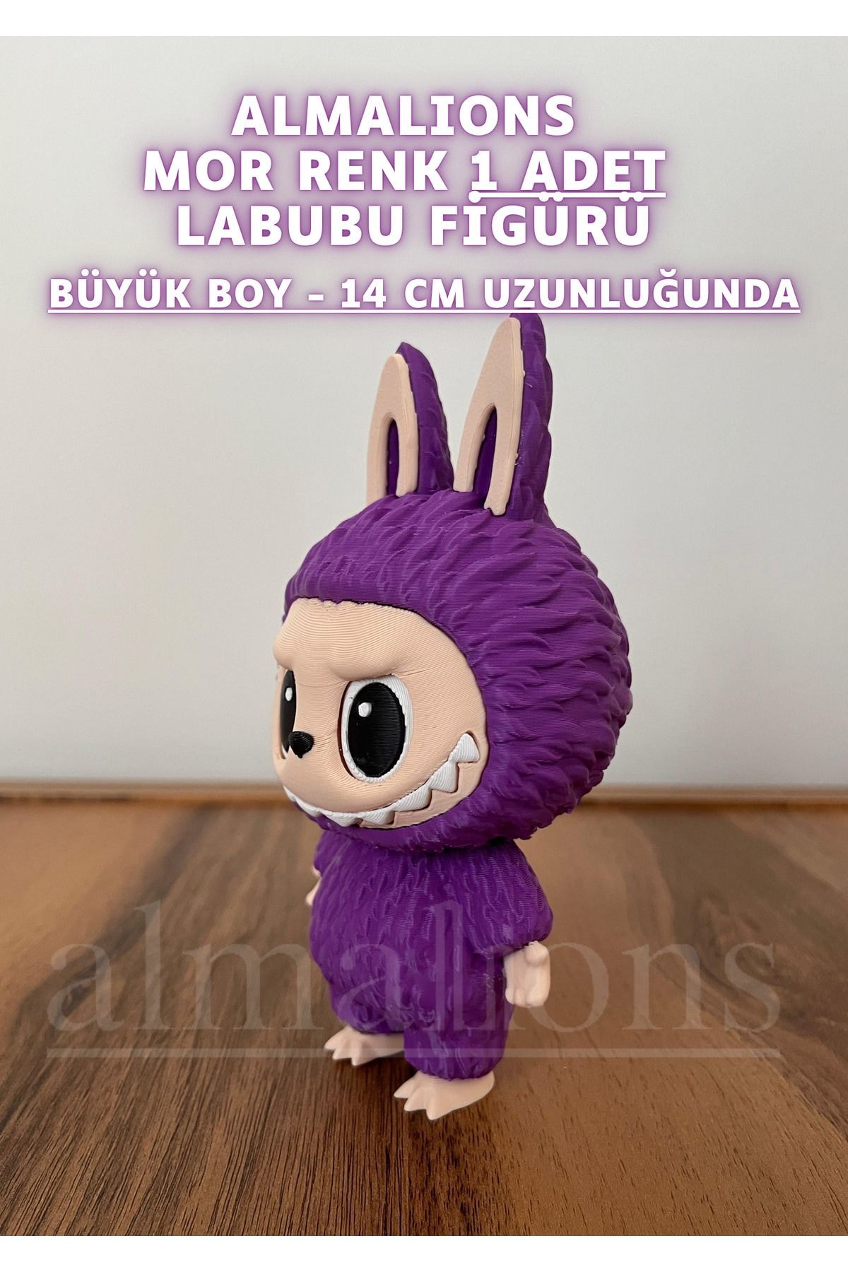 14 CM Büyük Boy Mor Renk Labubu Figürü - Plastik Figür - 1 Adet