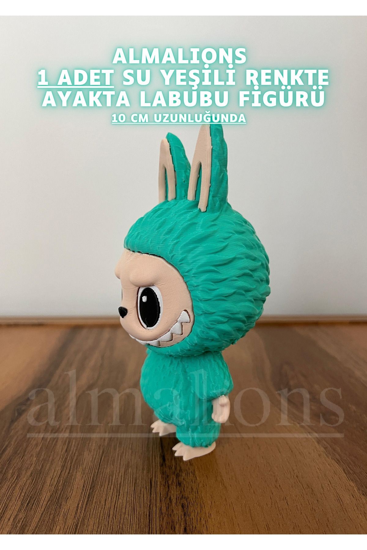 Su Yeşil Renkte Ayakta Labubu Figürü - 10 Cm - Plastik Figür - 1 Adet