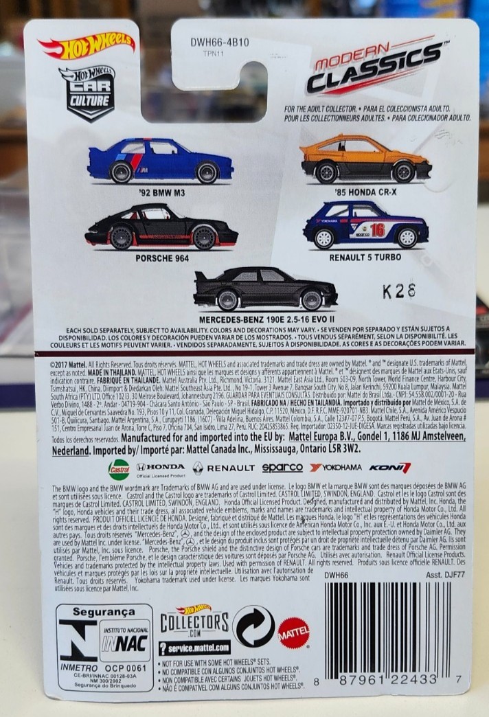Hot Wheels Premium Mercedes Benz 190E 2.5-16 EVO II Modern Classics DWH66