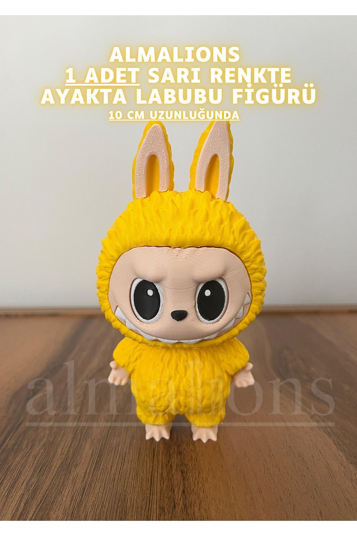 Sarı Renkte Ayakta Labubu Figürü - 10 Cm - Plastik Figür - 1 Adet