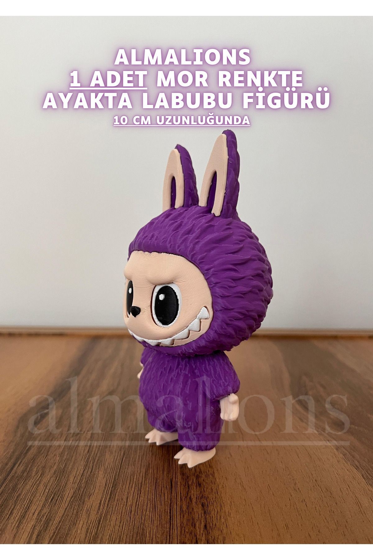 Mor Renkte Ayakta Labubu Figürü - 10 Cm - Plastik Figür - 1 Adet