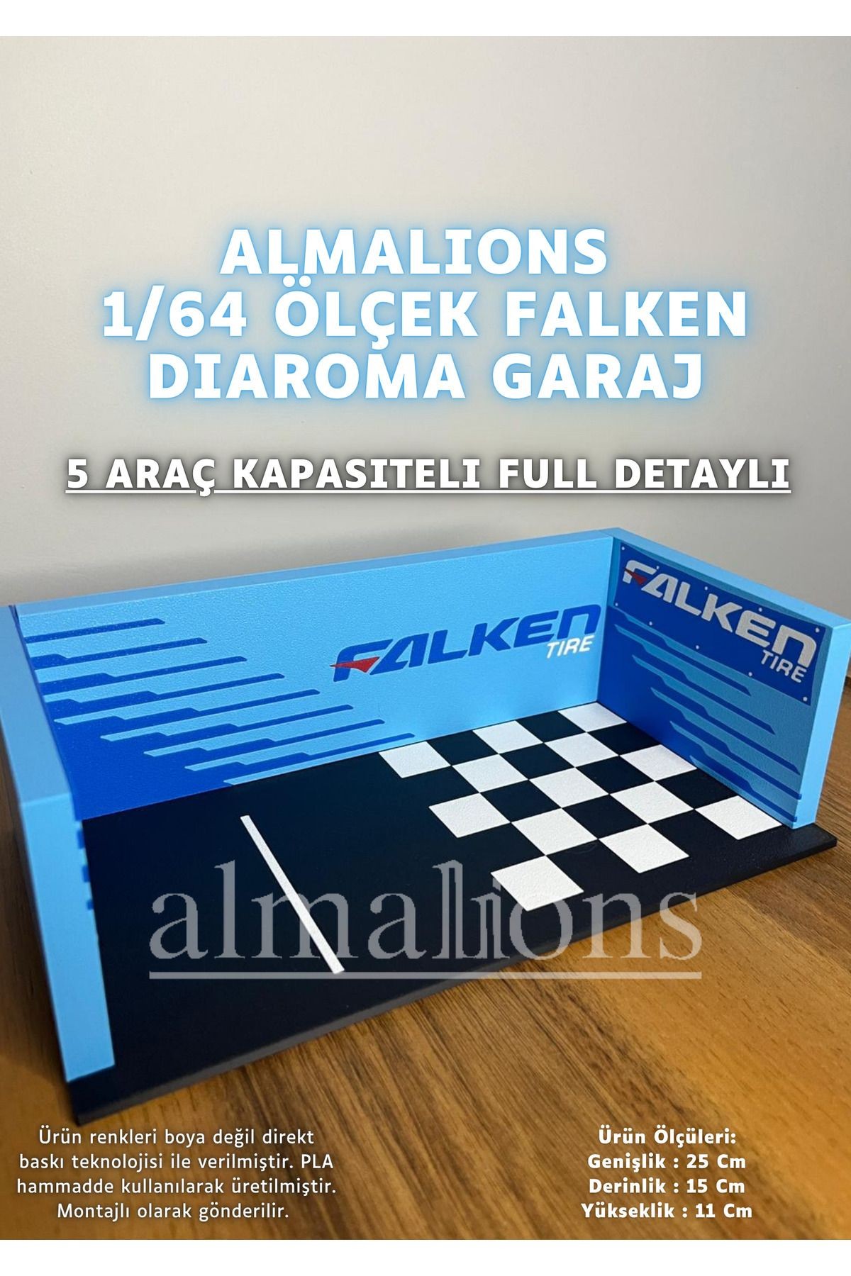 1/64 Ölçek Diaroma Araç Sergileme Garajı - Falken - 5 Araçlık