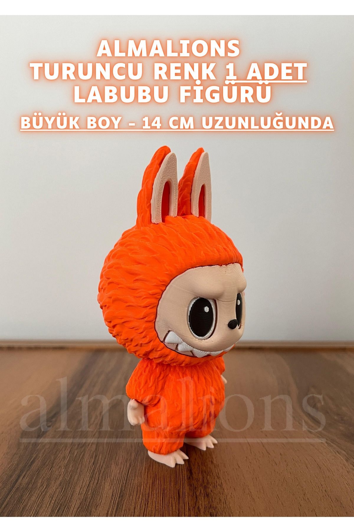 14 CM Büyük Boy Turuncu Renk Labubu Figürü - Plastik Figür - 1 Adet