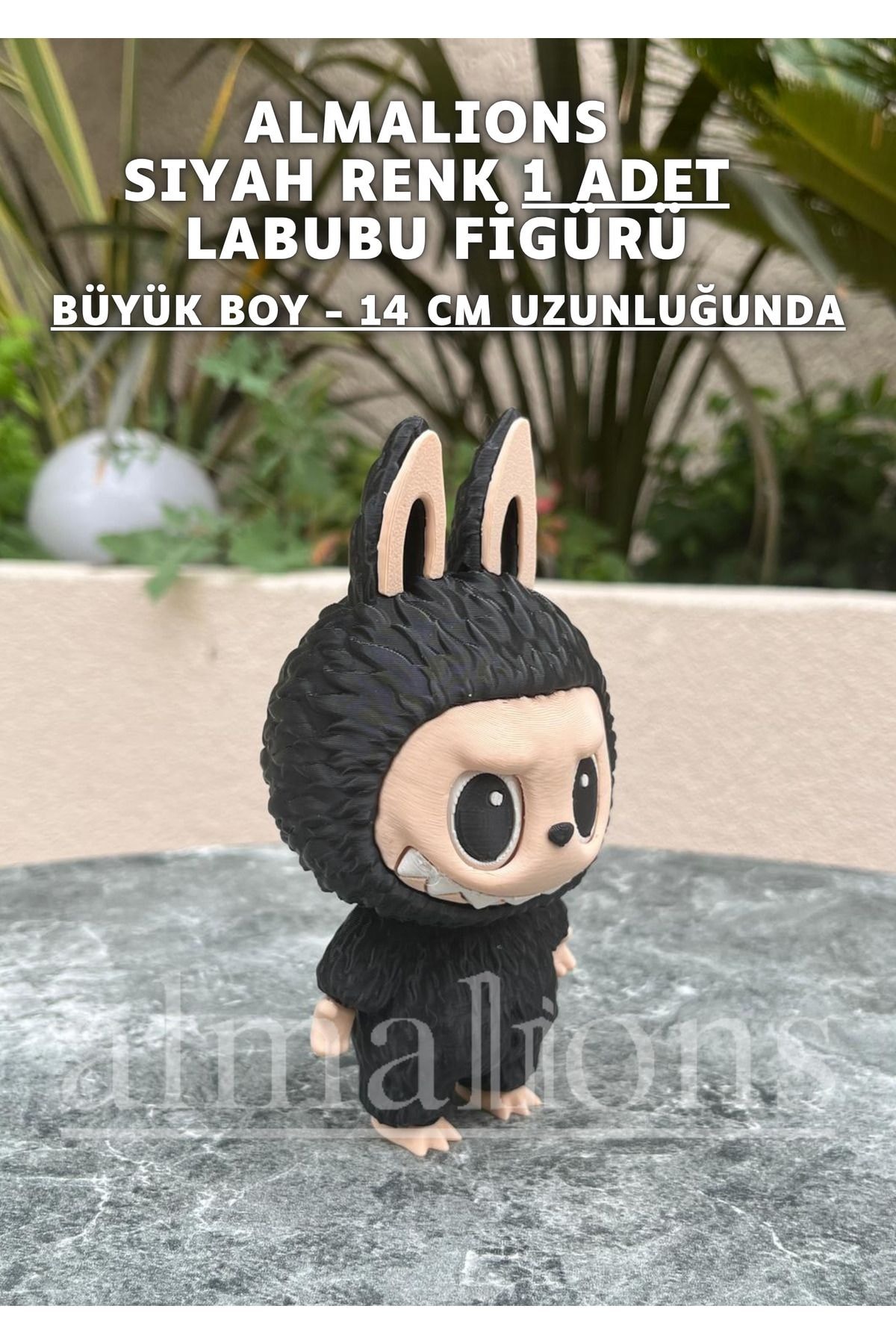 14 CM Büyük Boy Siyah Renk Labubu Figürü - Plastik Figür - 1 Adet