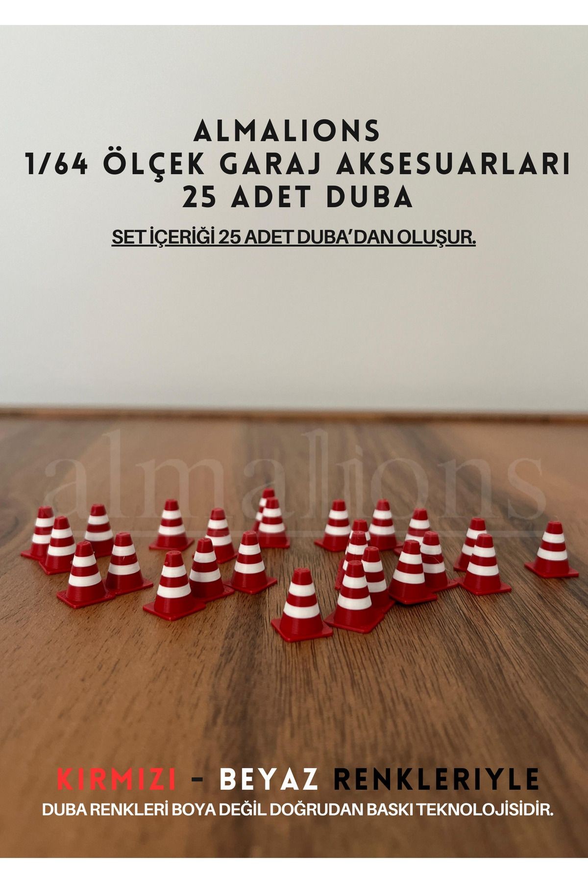 1/64 Ölçek Diaroma Trafik Garaj Aksesuarları Dubalar Kırmızı & Beyaz