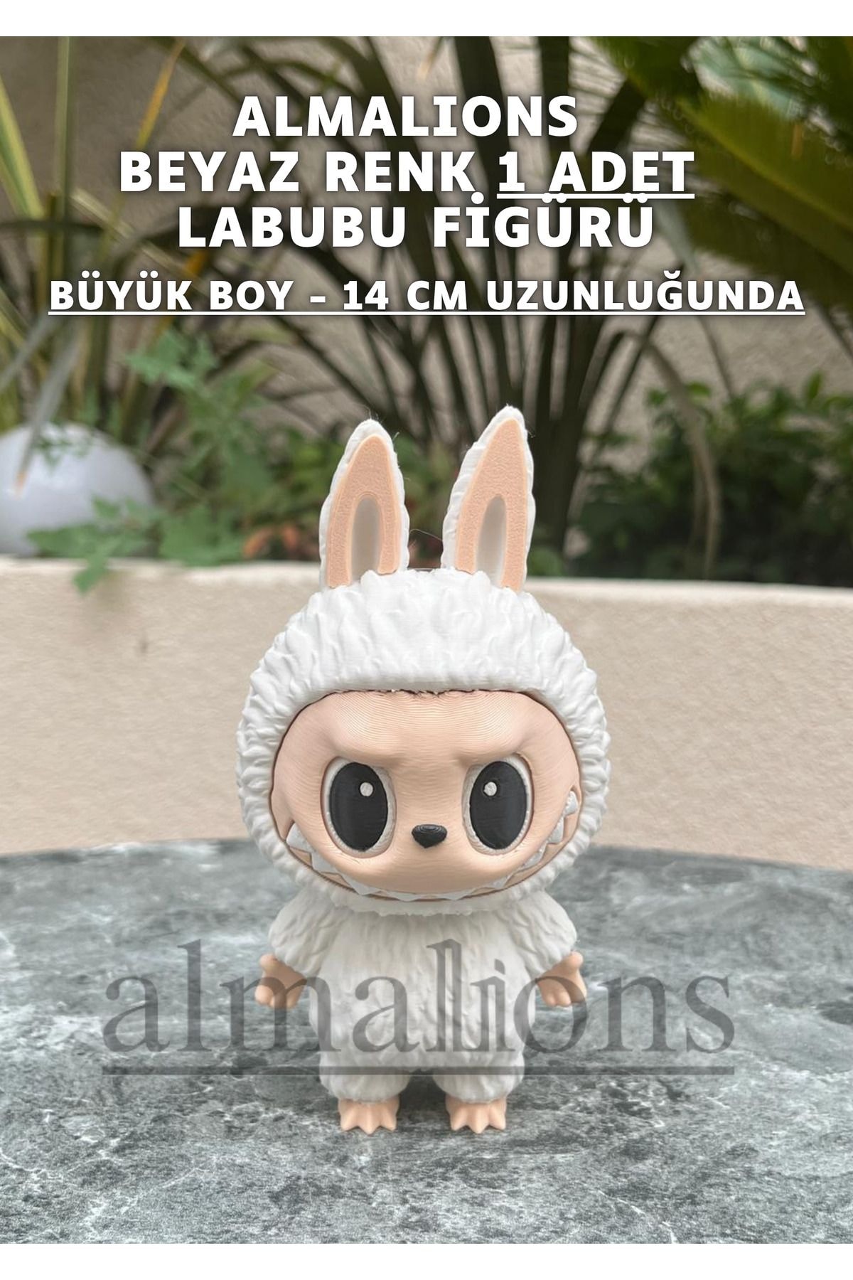 14 CM Büyük Boy Beyaz Renk Labubu Figürü - Plastik Figür - 1 Adet