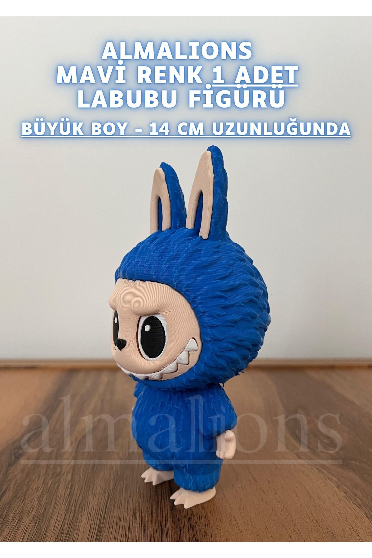 14 CM Büyük Boy Mavi Renk Labubu Figürü - Plastik Figür - 1 Adet