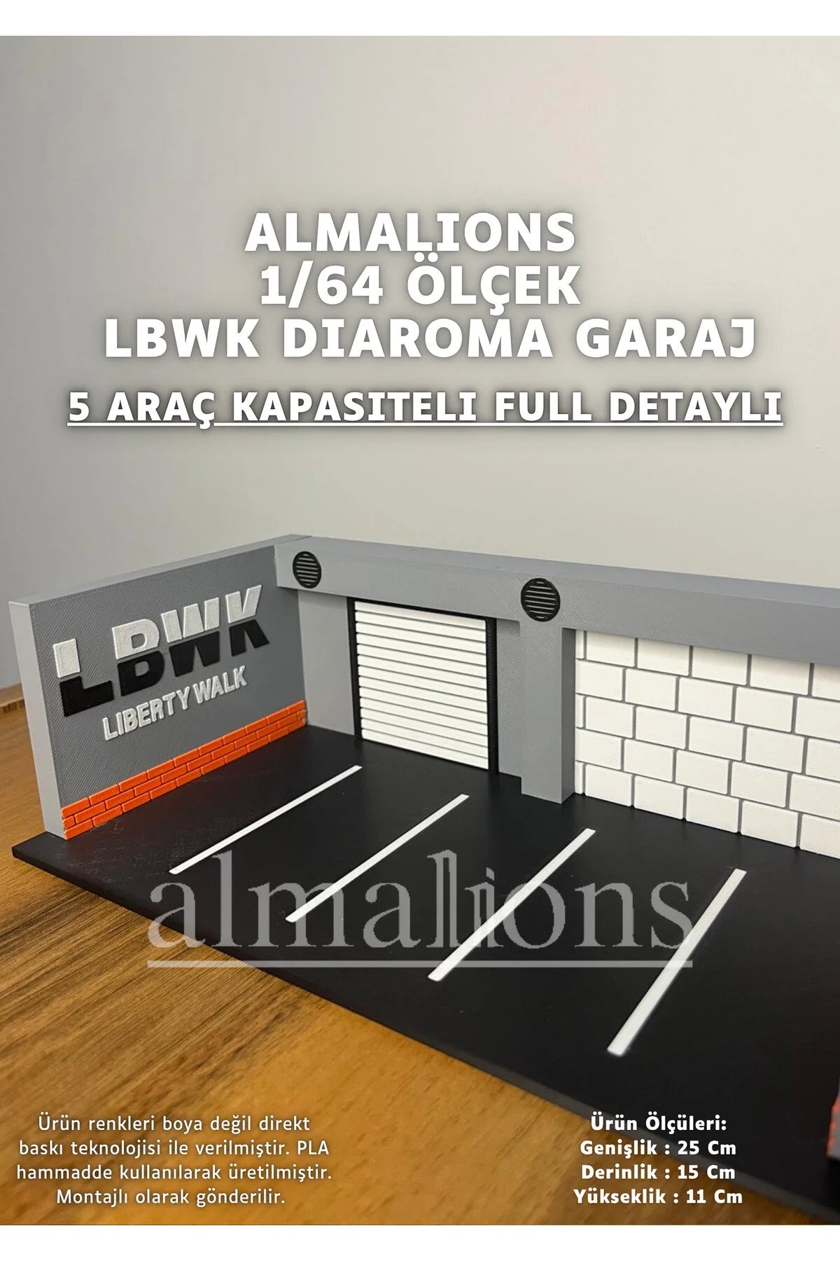 1/64 Ölçek Diaroma Araç Sergileme Garajı - LBWK - 5 Araçlık