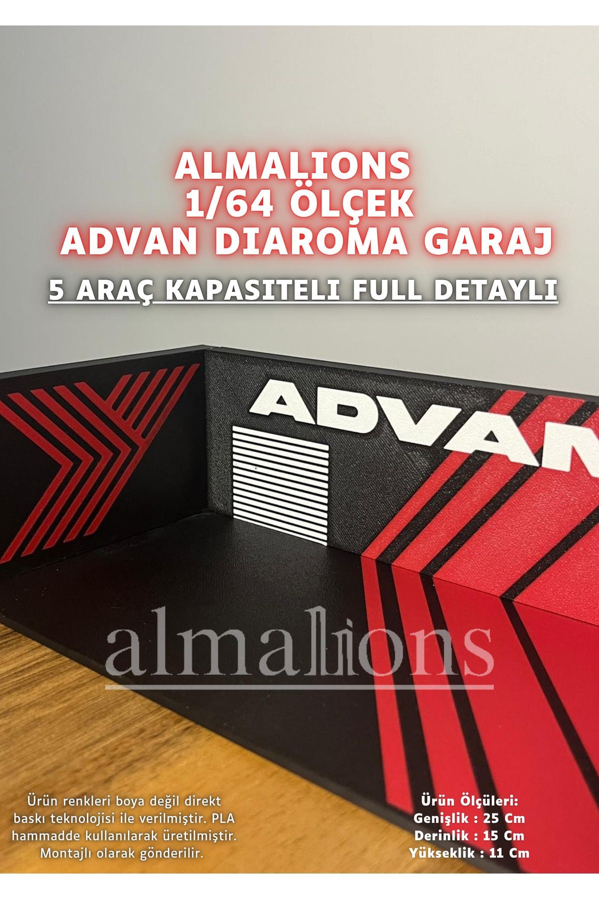 1/64 Ölçek Diaroma Araç Sergileme Garajı - Advan - 5 Araçlık