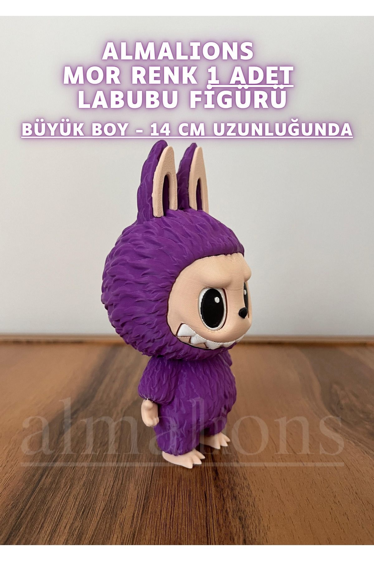 14 CM Büyük Boy Mor Renk Labubu Figürü - Plastik Figür - 1 Adet